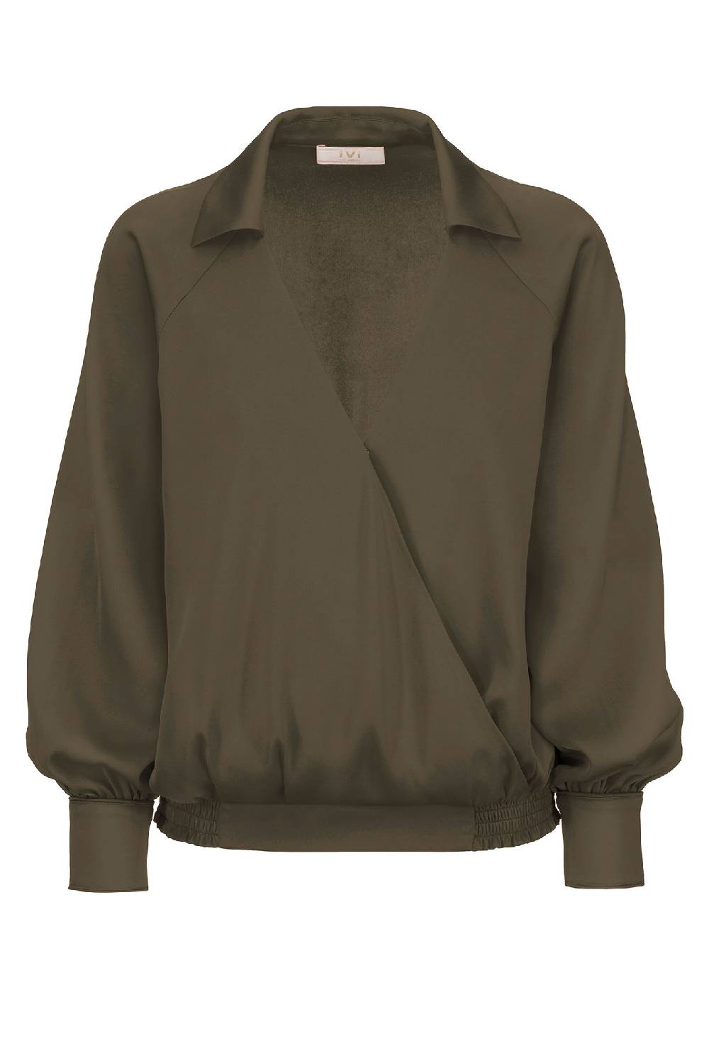 IVI GmbH SOLID SILK Wickelbluse olive