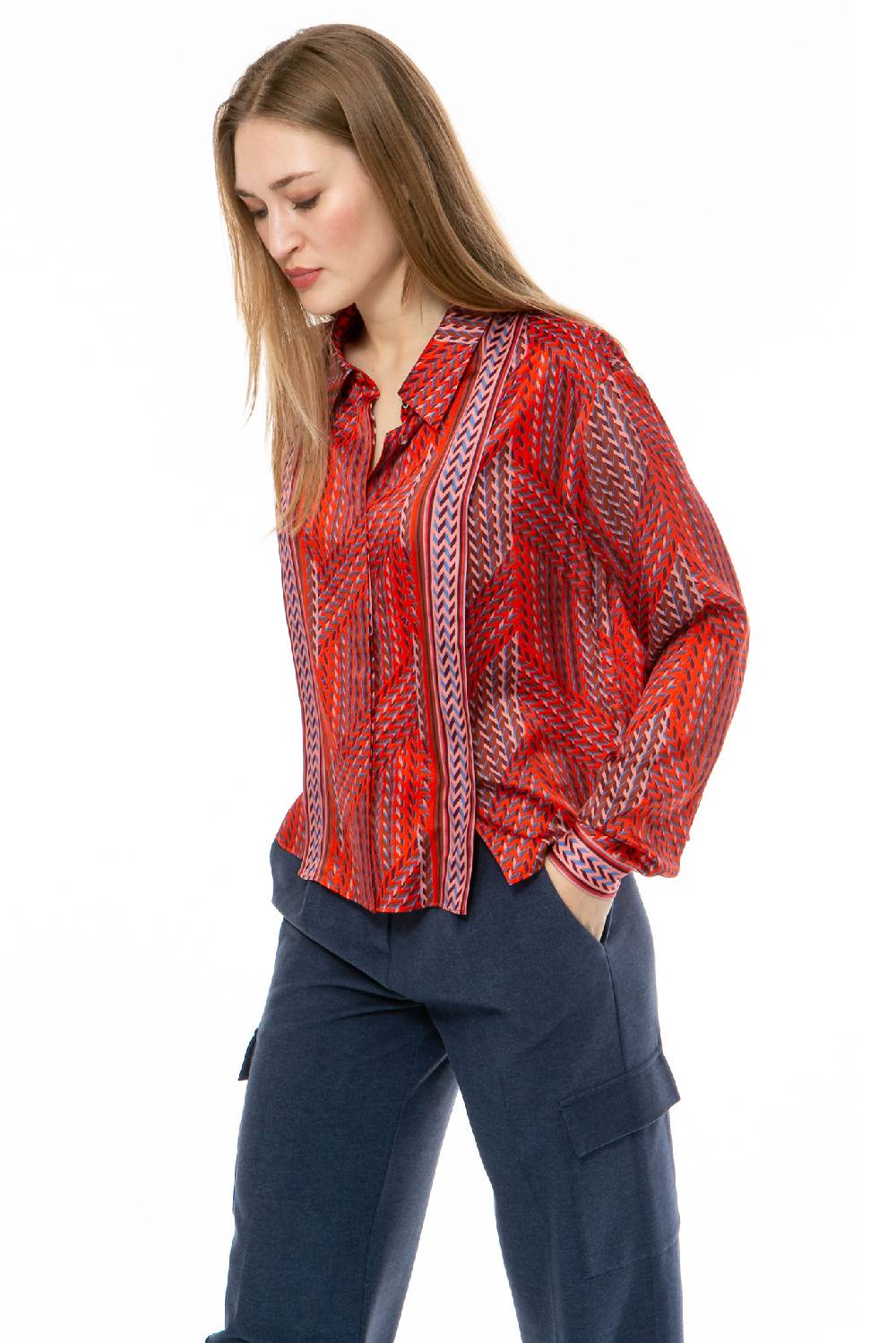 IVI GmbH STRIPES Cropped Bluse Rot