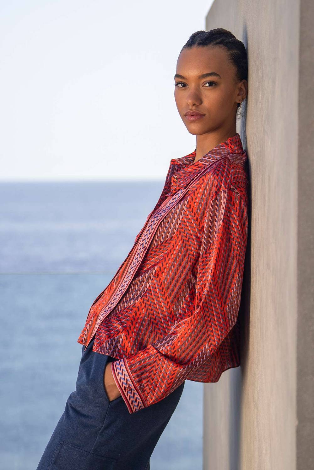 IVI GmbH STRIPES Cropped Bluse Rot