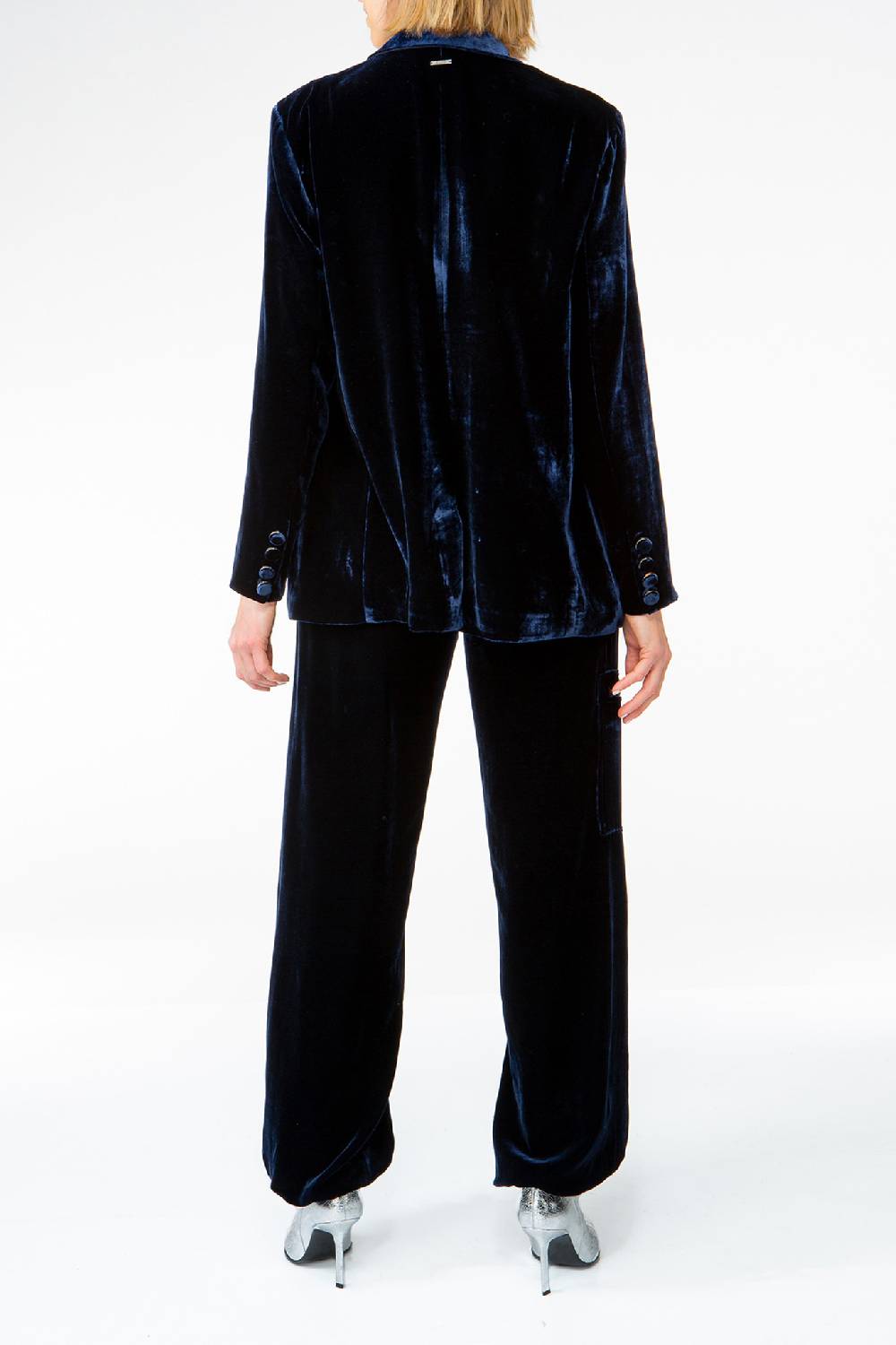 IVI GmbH VELVET Samthose Mit Cargo Details Navy