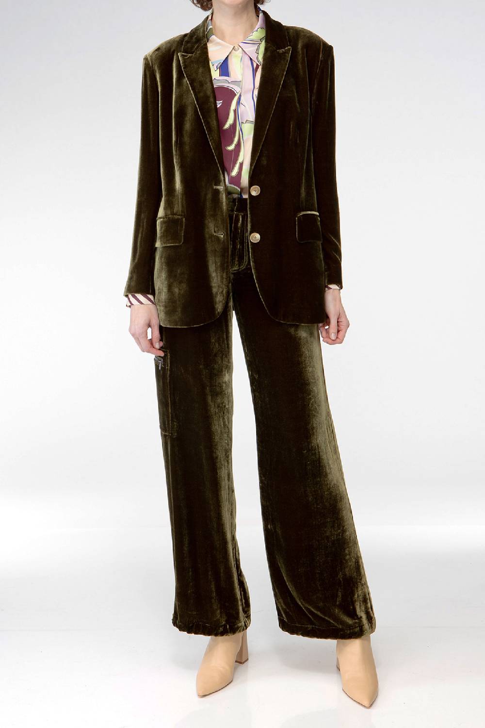 IVI GmbH VELVET Samthose Mit Cargo Details Oliv