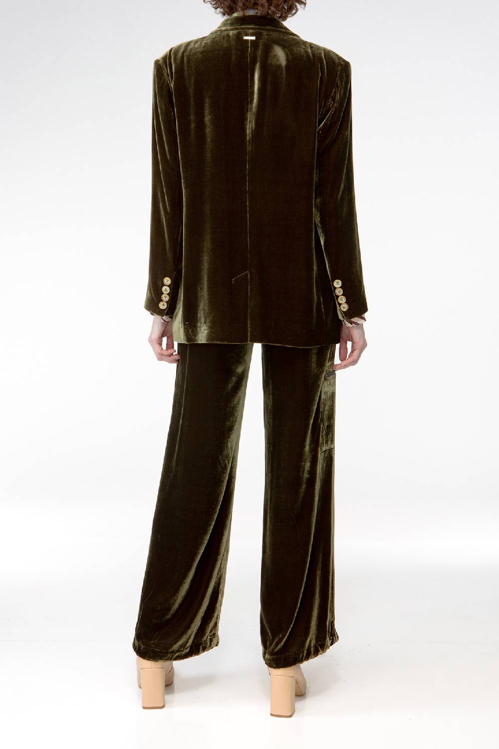 IVI GmbH VELVET Samthose Mit Cargo Details Oliv