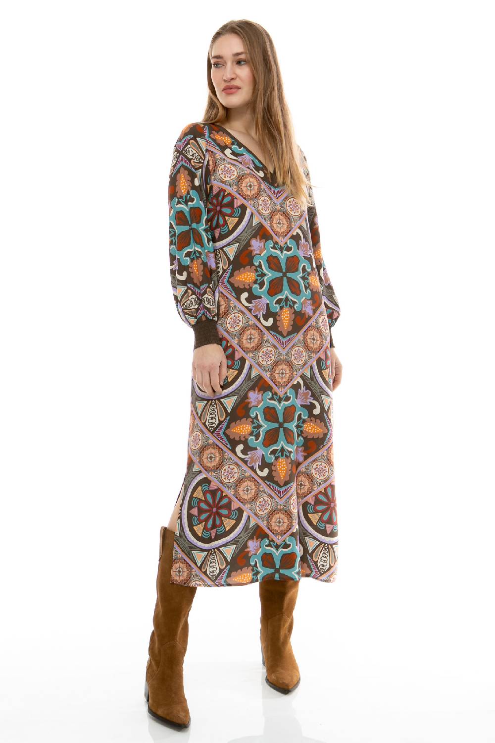 IVI GmbH VINTAGE FLOWERS Kleid Olive