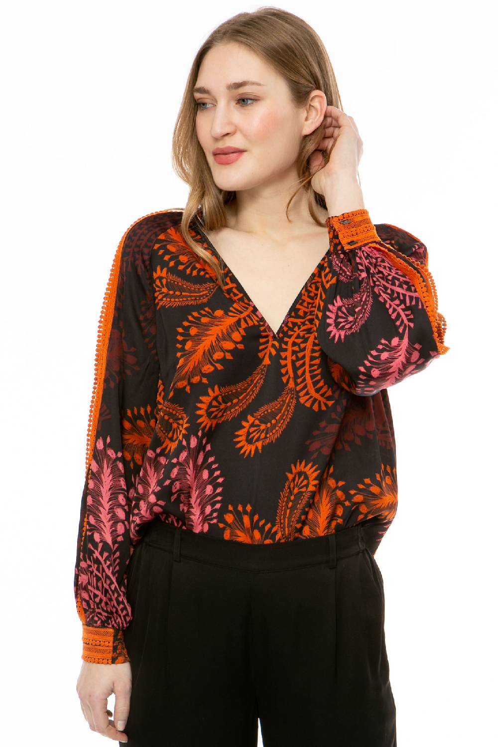 IVI GmbH WILD HERBS Bluse Mit Stickdetails Schwarz