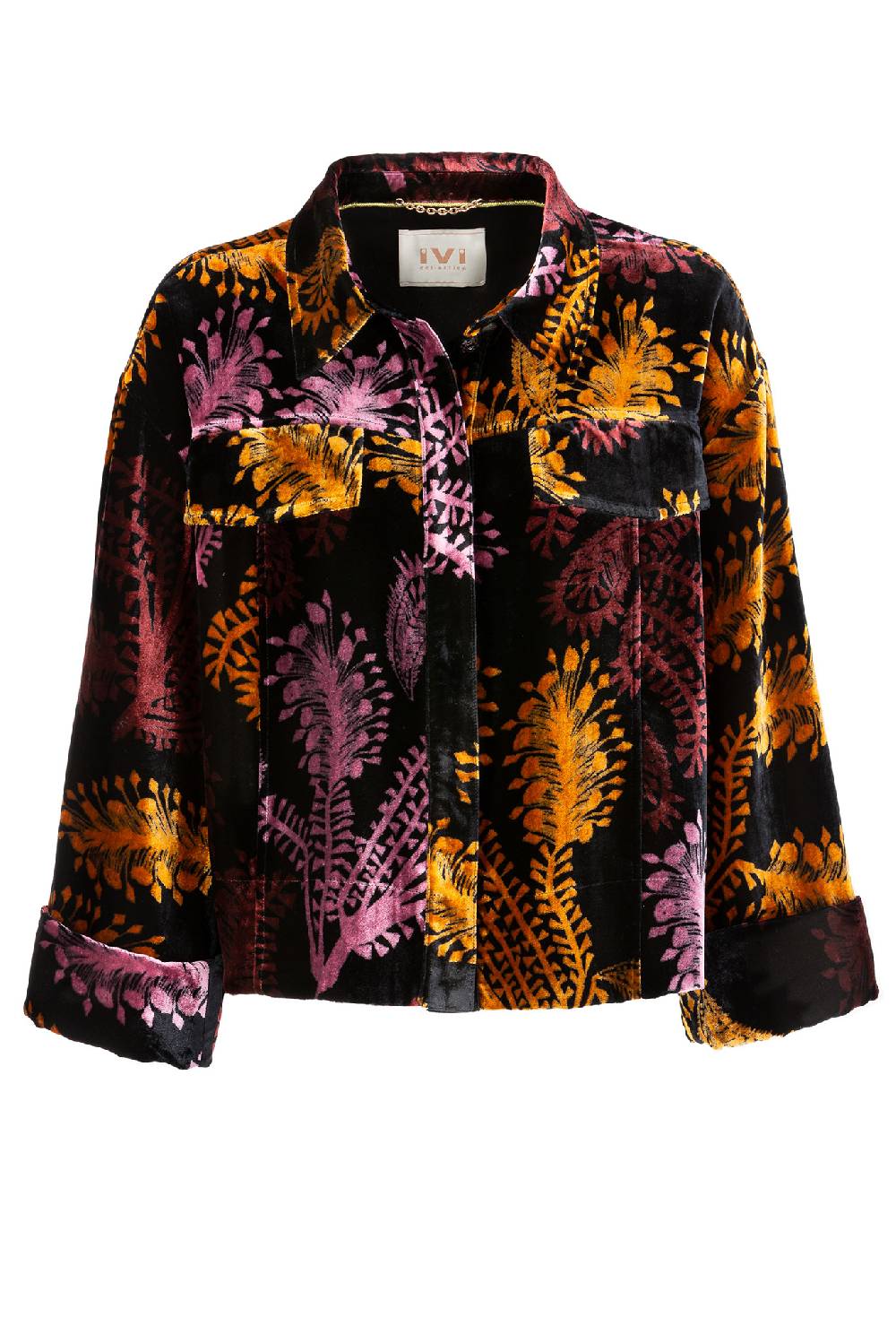 IVI GmbH WILD HERBS Boxy Bluse aus Samt schwarz