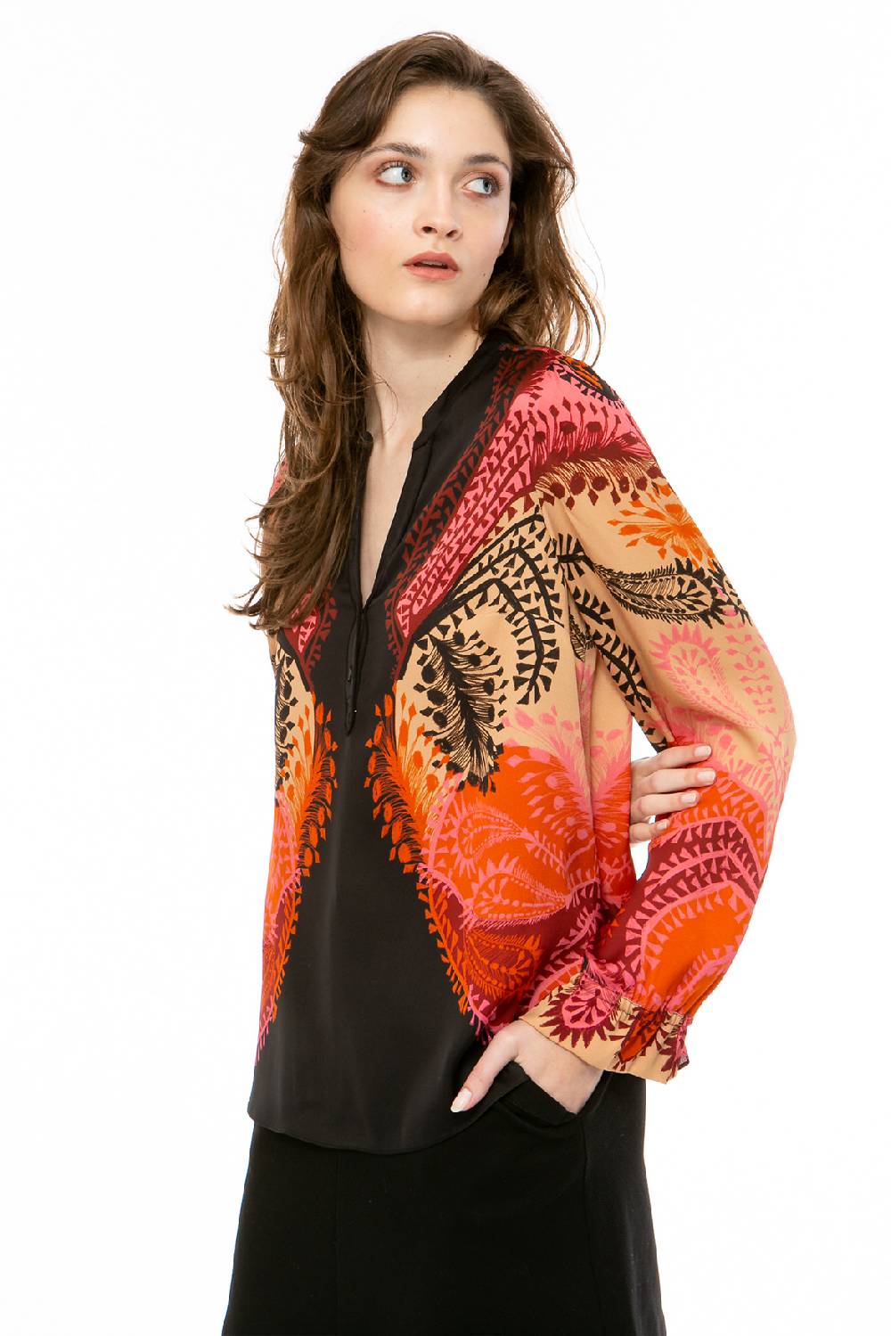 IVI GmbH WILD HERBS Seidenbluse Schwarz