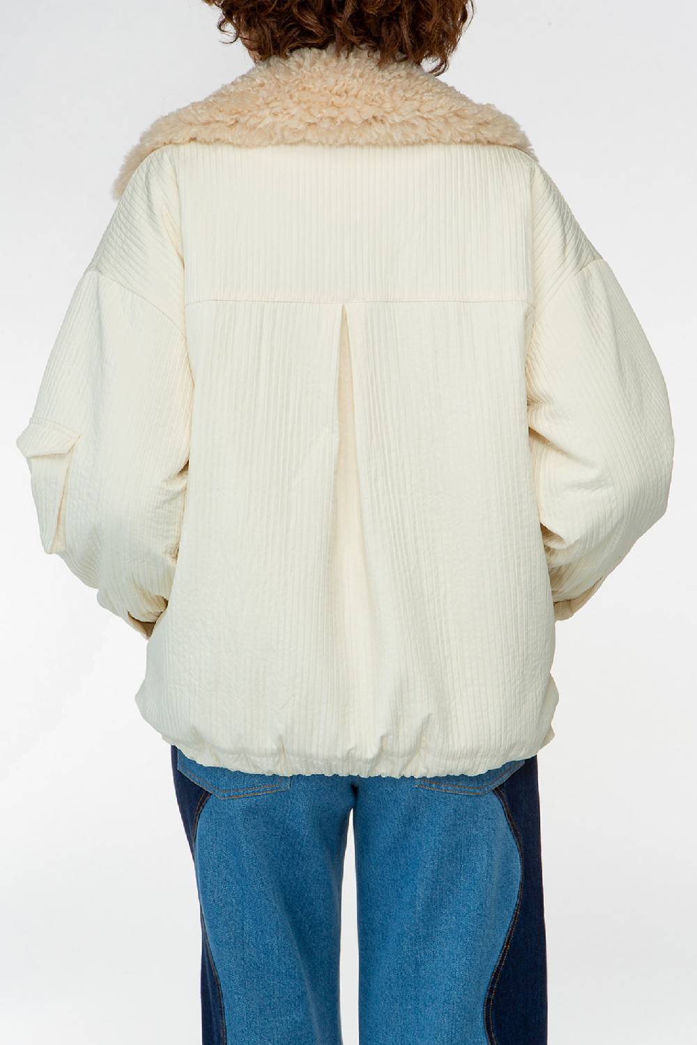 IVI GmbH OUTERWEAR Pilotenjacke Mit Fake-Fur Kragen Creme-weiß