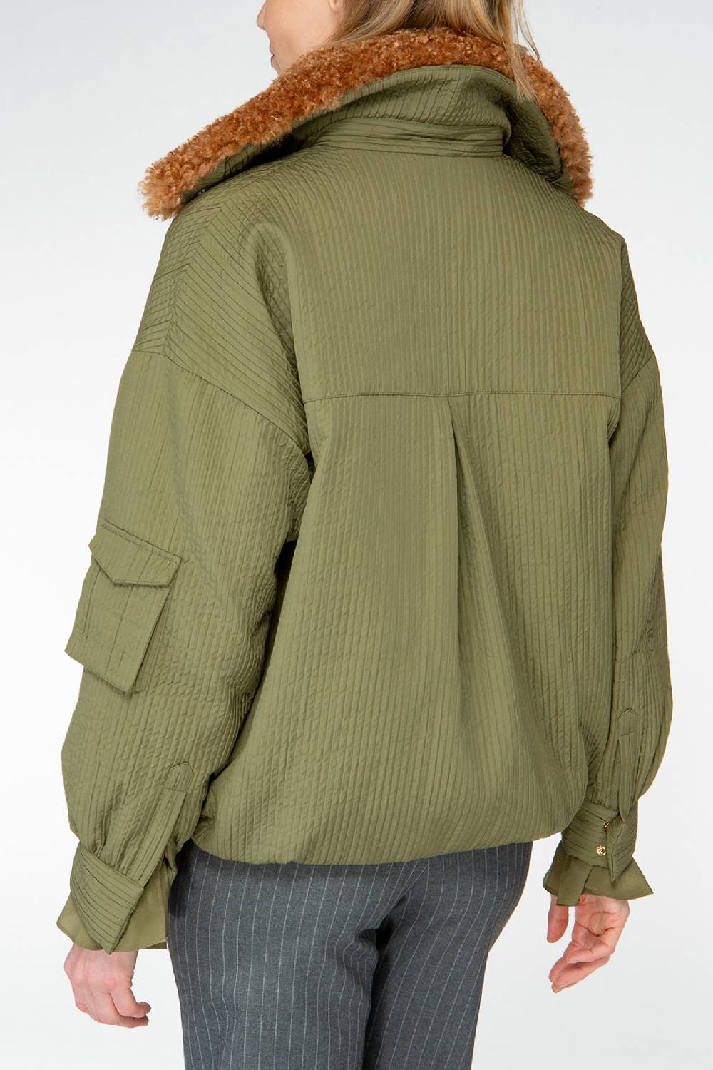 IVI GmbH OUTERWEAR Pilotenjacke Mit Fake-Fur Kragen Oliv