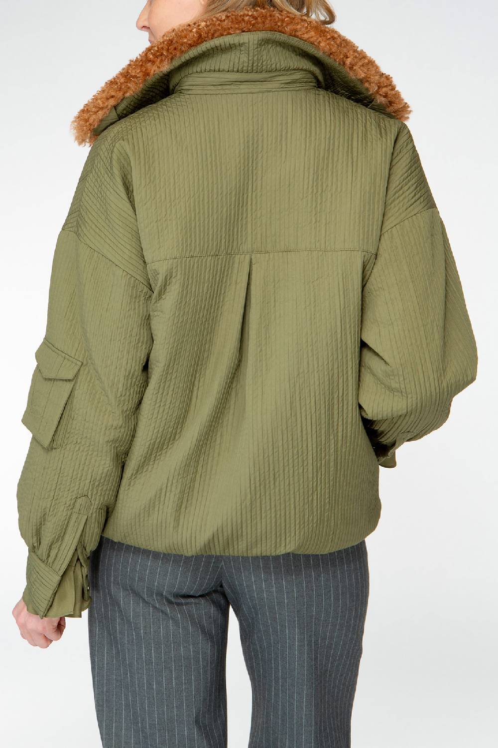 IVI GmbH OUTERWEAR Pilotenjacke Mit Fake-Fur Kragen Oliv