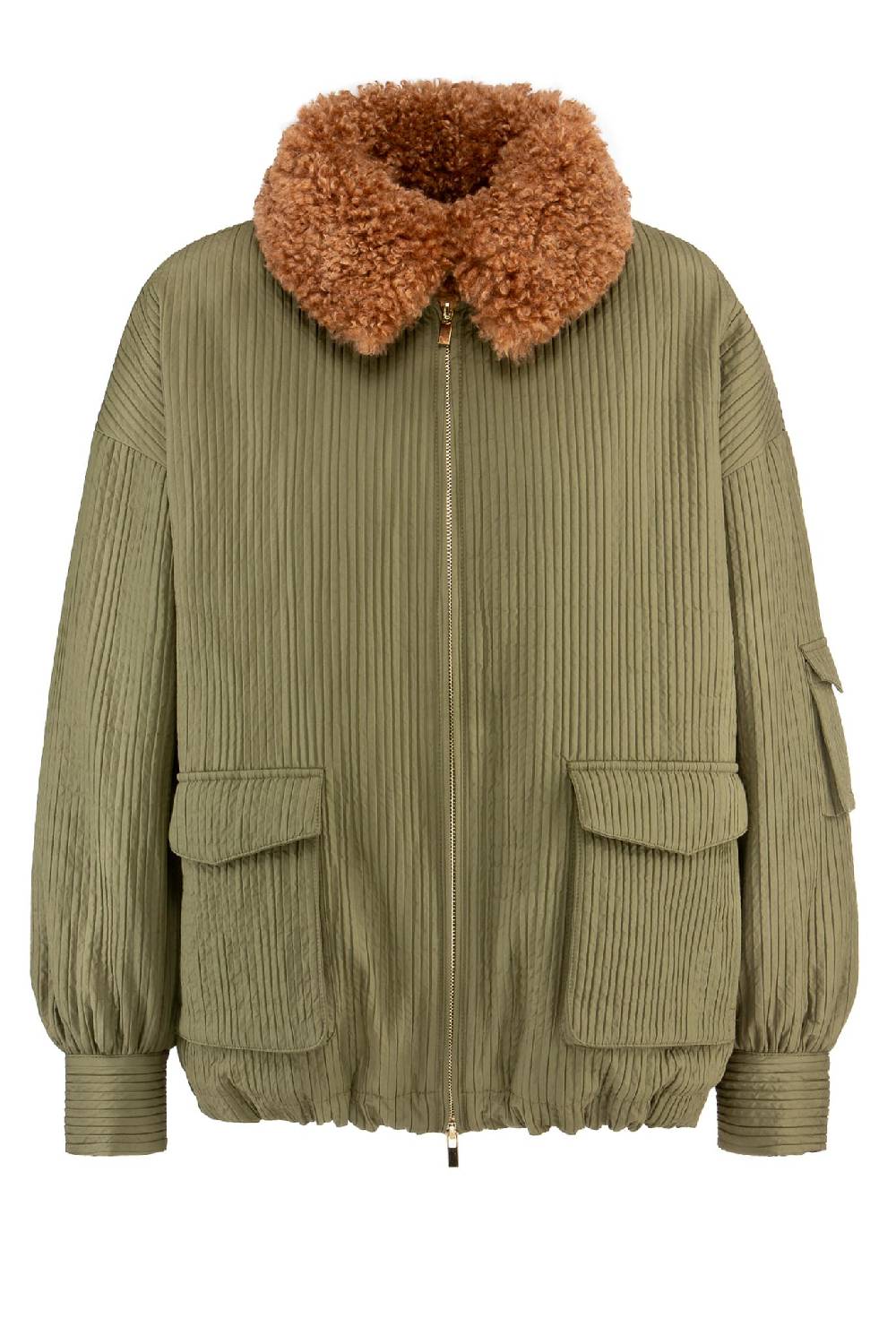 IVI GmbH OUTERWEAR Pilotenjacke mit Fake-Fur Kragen oliv