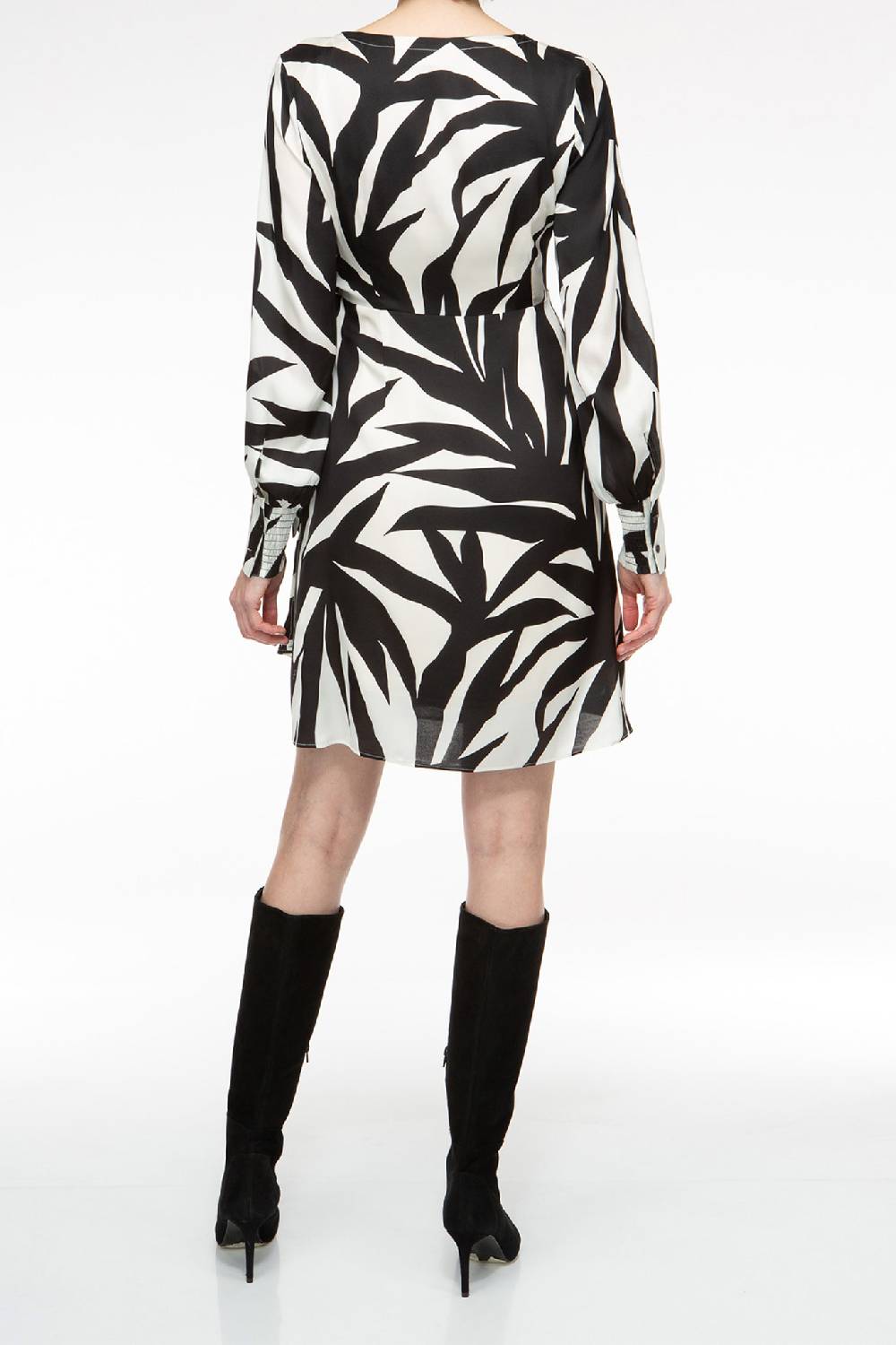 IVI GmbH PALM LEAF BLACK Kurzes Wickelkleid Aus Seide