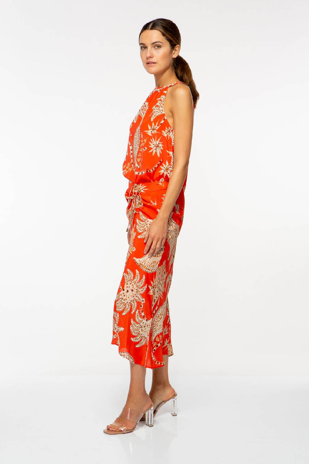 IVI GmbH PALM VIBES Top Mit Amerikanischem Ausschnitt Rot