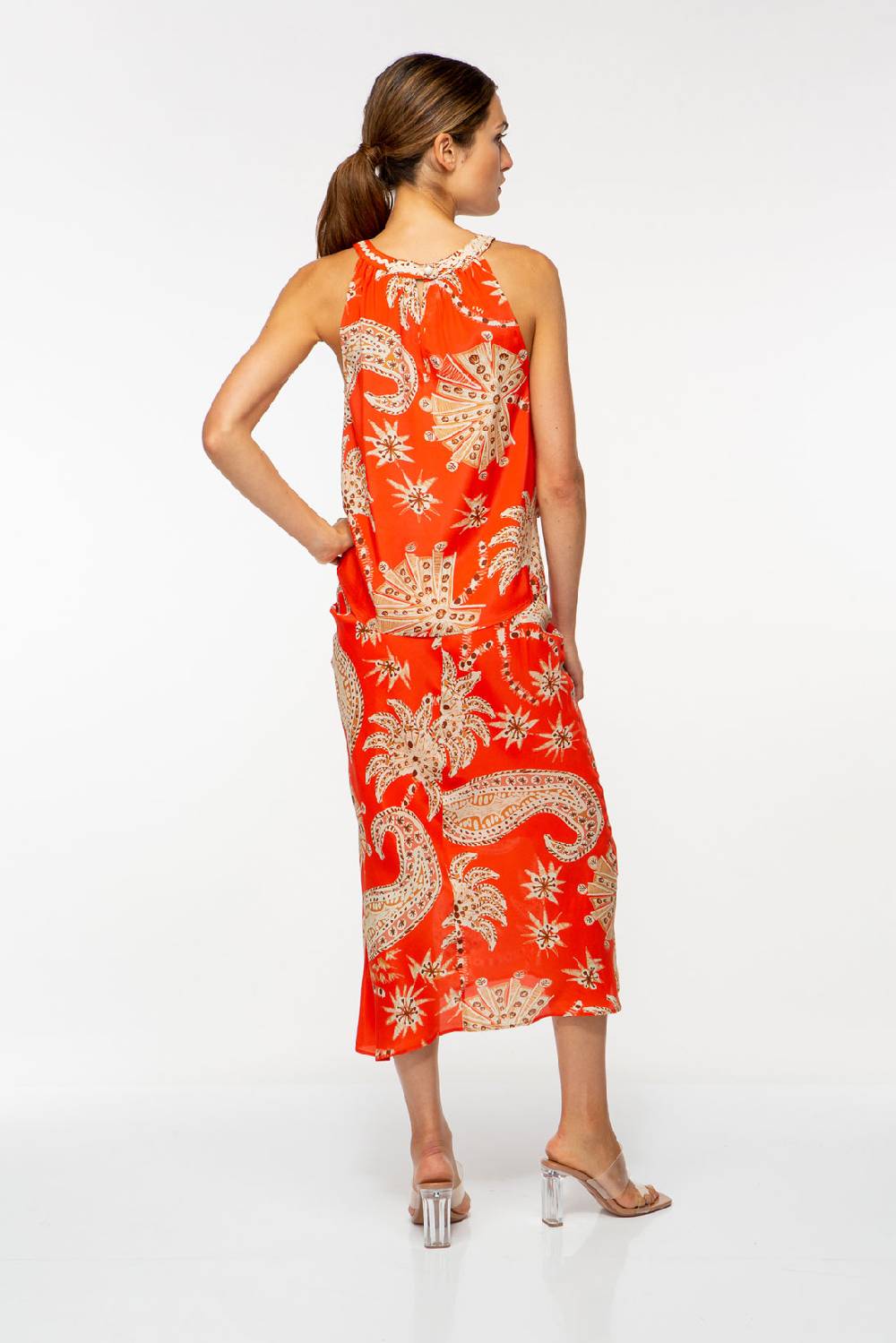 IVI GmbH PALM VIBES Top Mit Amerikanischem Ausschnitt Rot