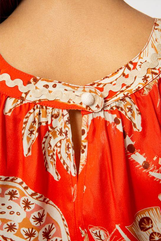 IVI GmbH PALM VIBES Top Mit Amerikanischem Ausschnitt Rot