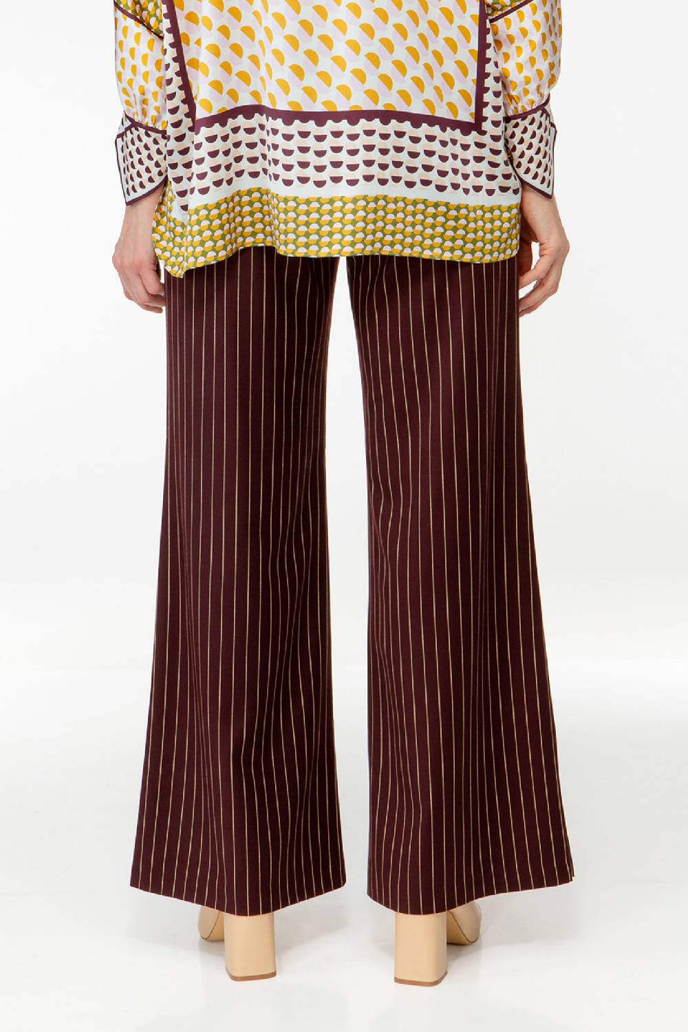 IVI GmbH PINSTRIPE Anzughose Mit Weitem Bein Aubergine