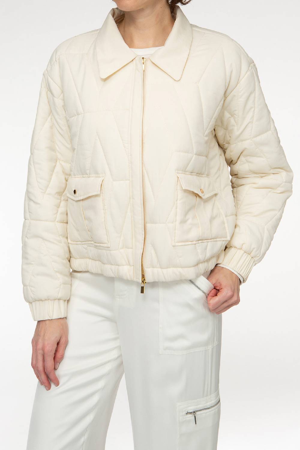 IVI GmbH PUFFER NYLON Jacke Mit Signature Steppung Weiß