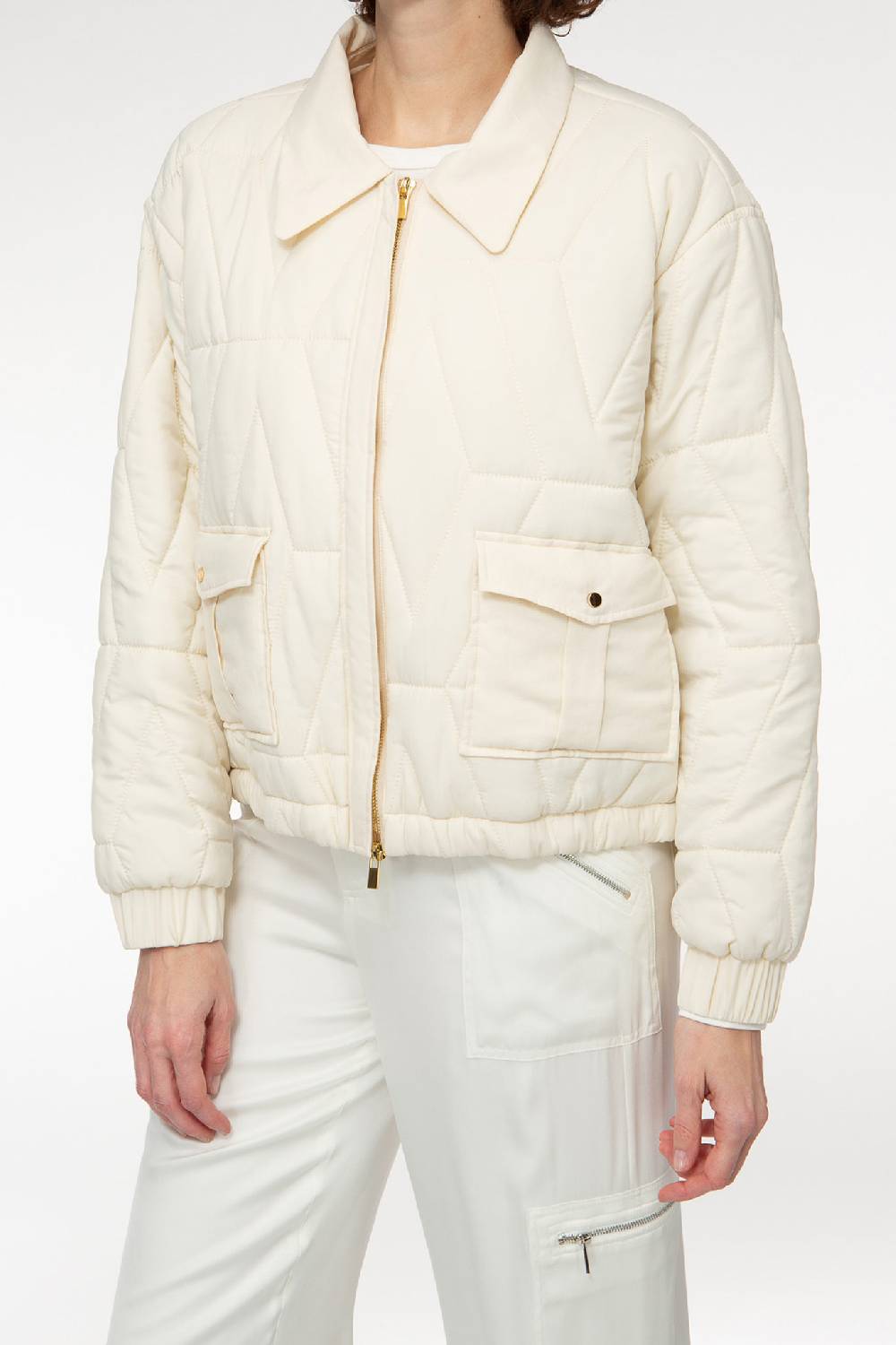 IVI GmbH PUFFER NYLON Jacke Mit Signature Steppung Weiß