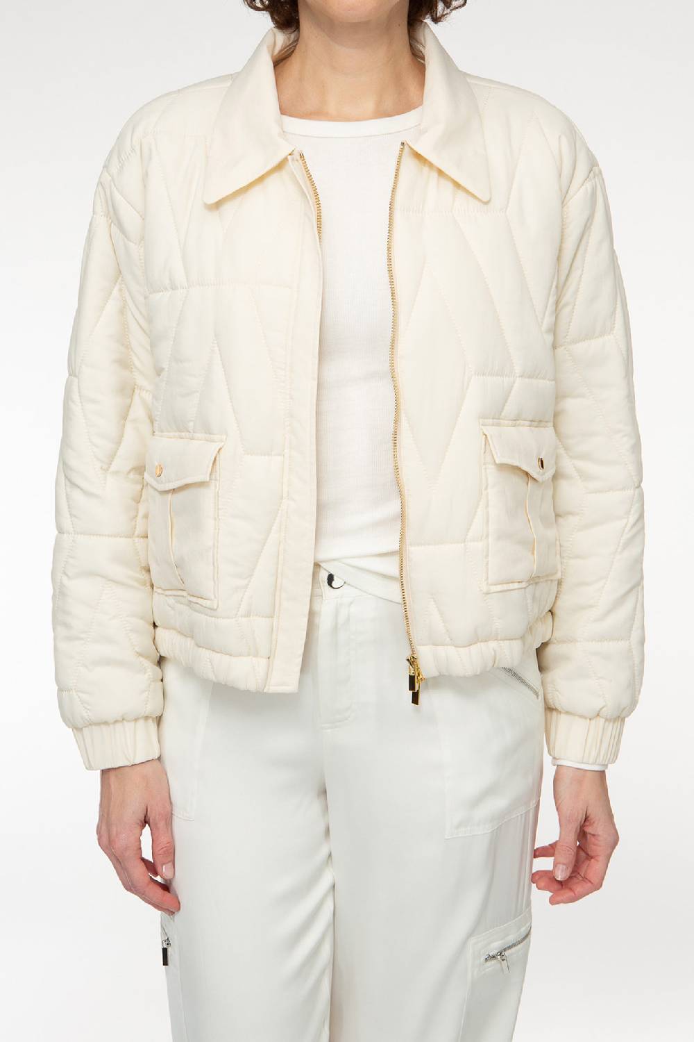 IVI GmbH PUFFER NYLON Jacke Mit Signature Steppung Weiß