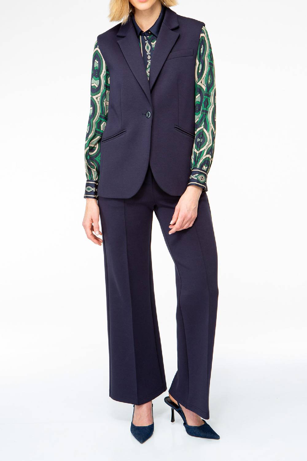 IVI GmbH SOLID JERSEY Hose Mit Abgesteppter Falte Navy