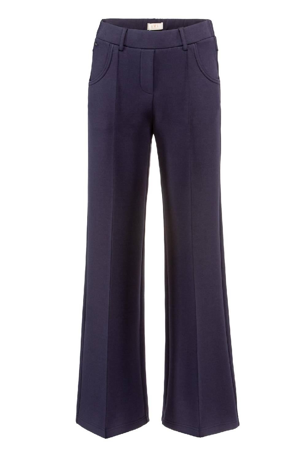 IVI GmbH SOLID JERSEY Hose mit abgesteppter Falte navy
