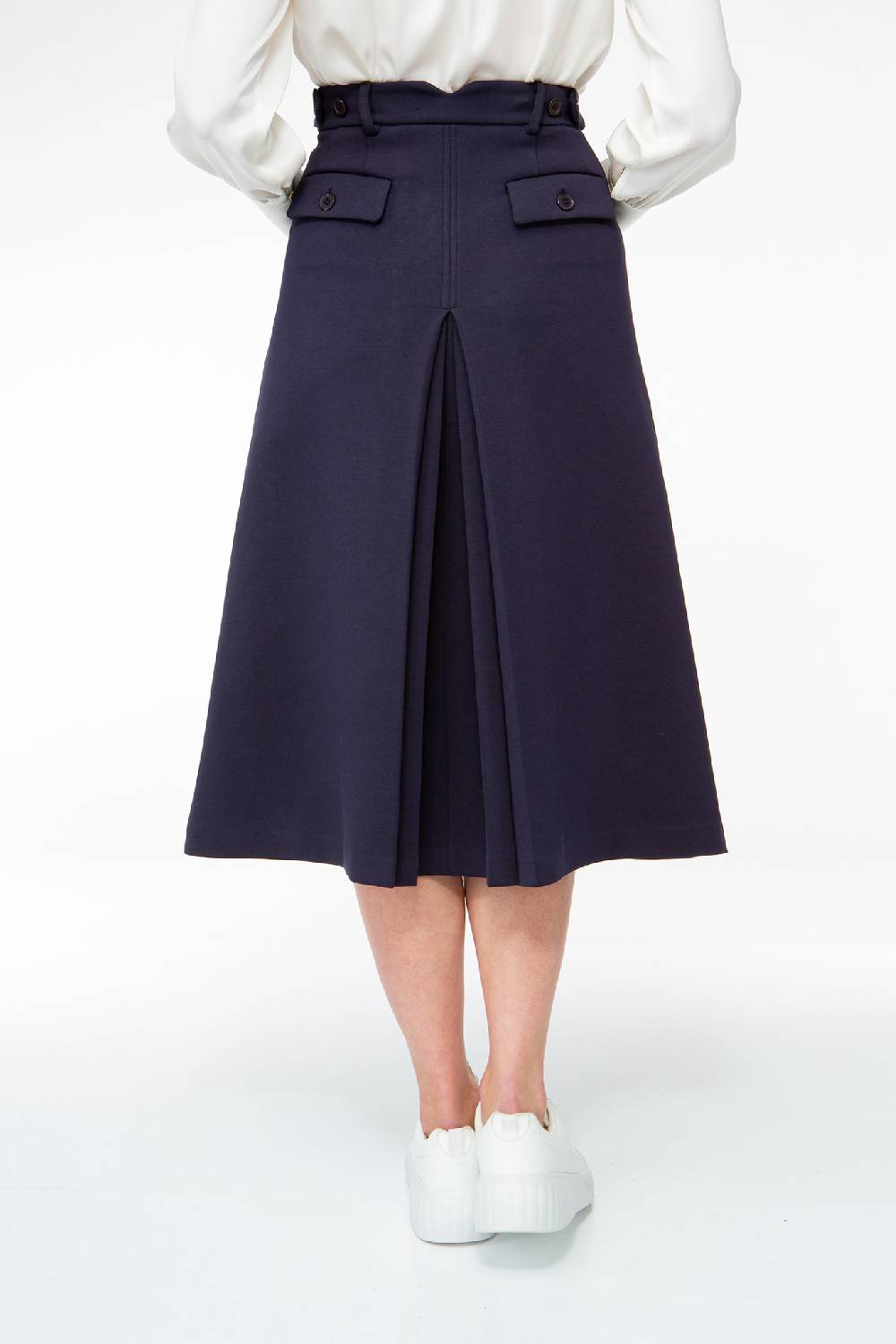 IVI GmbH SOLID JERSEY Midirock Mit Kellerfalte Navy