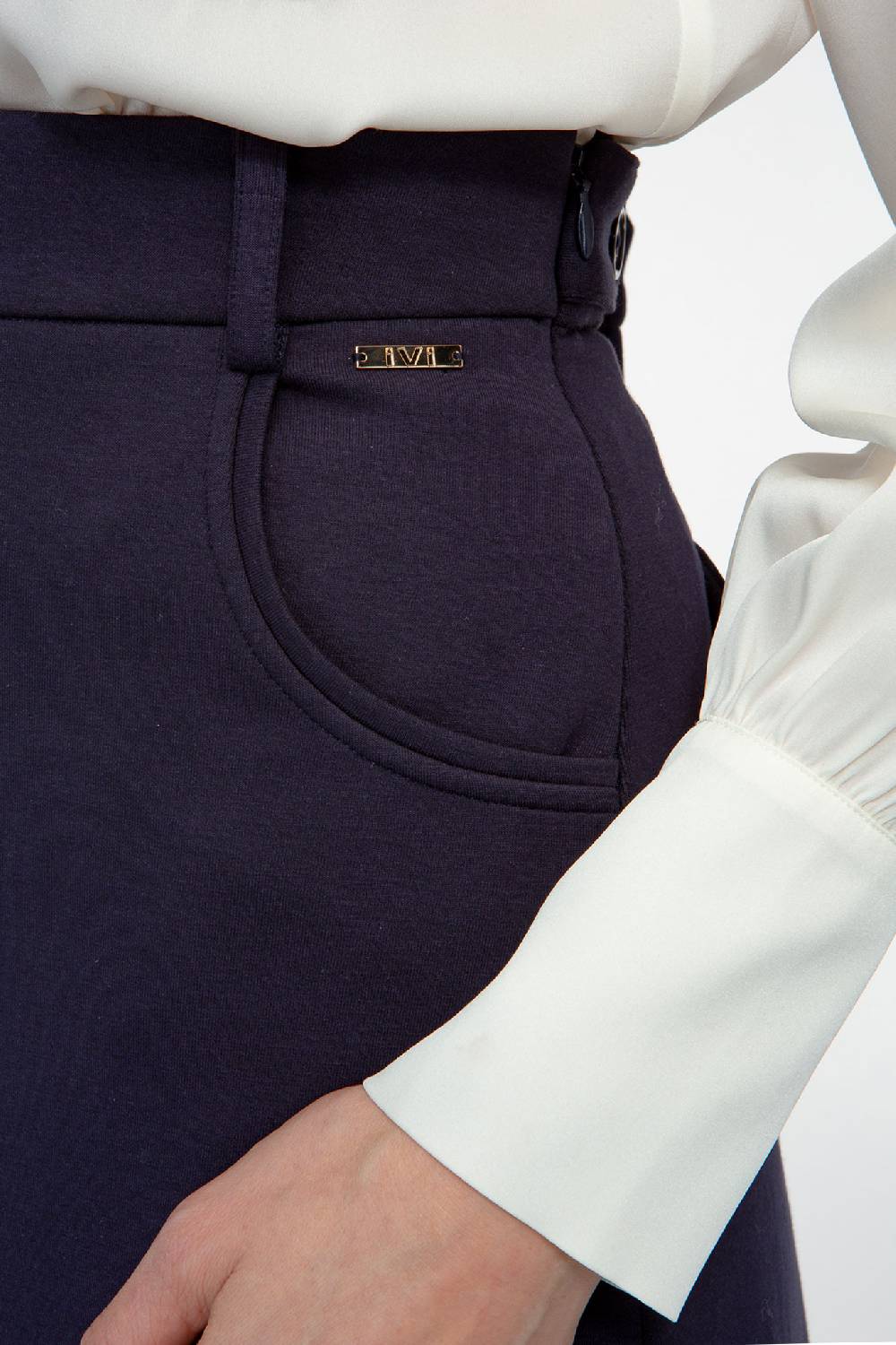 IVI GmbH SOLID JERSEY Midirock Mit Kellerfalte Navy