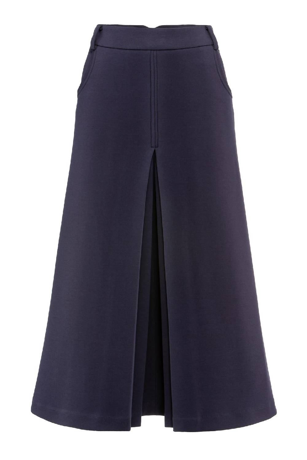 IVI GmbH SOLID JERSEY Midirock mit Kellerfalte navy