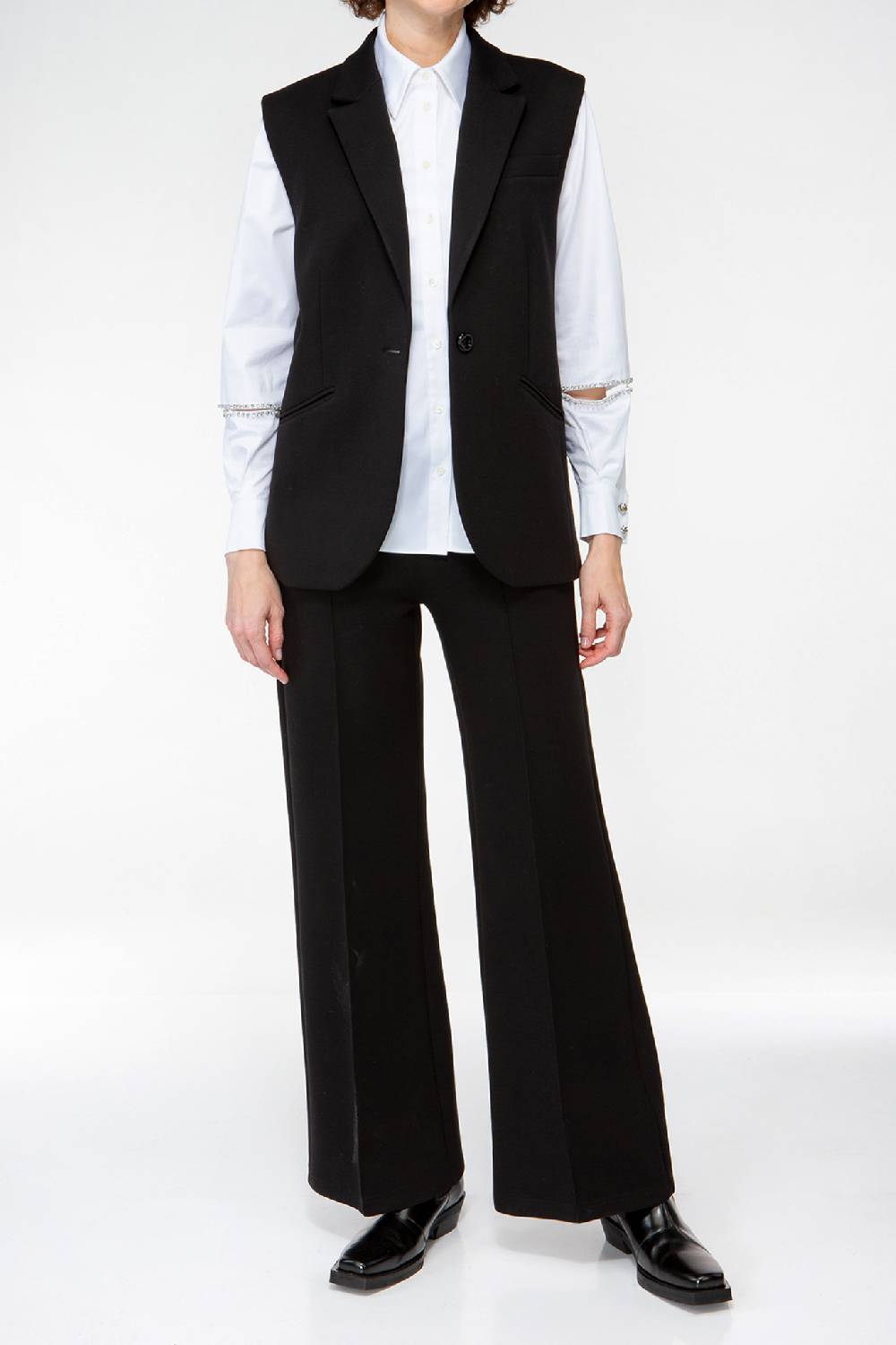 IVI GmbH SOLID JERSEY Weste Mit Reverskragen Schwarz