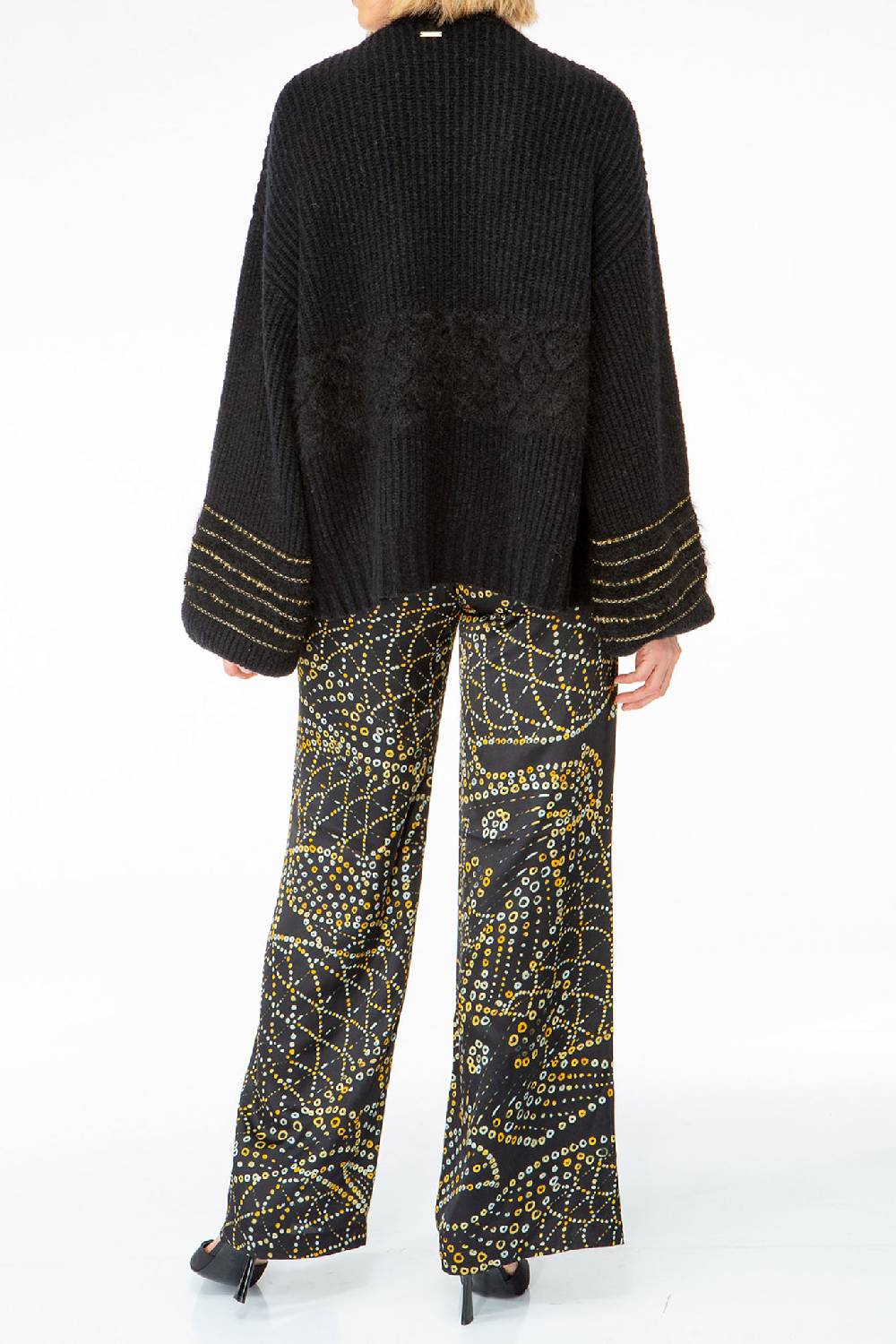 IVI GmbH SOLID KNIT Cardigan Mit Zier-Crochet Schwarz