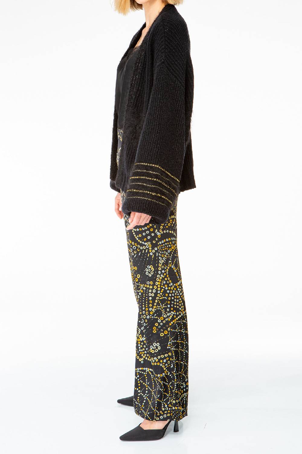 IVI GmbH SOLID KNIT Cardigan Mit Zier-Crochet Schwarz