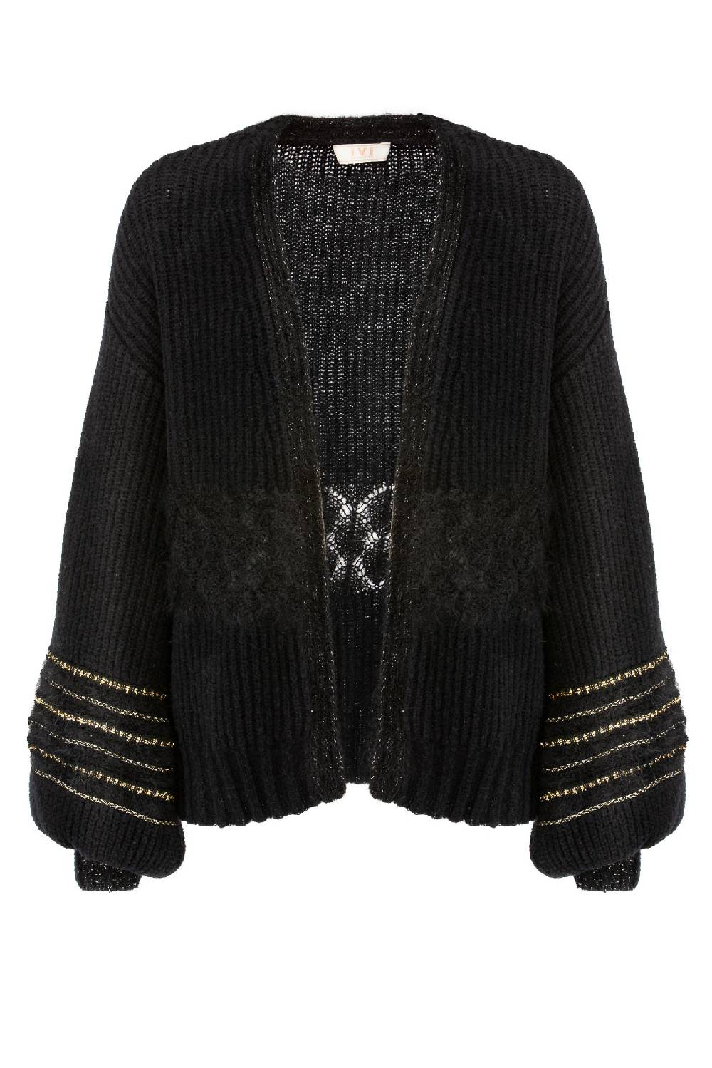 IVI GmbH SOLID KNIT Cardigan mit Zier-Crochet schwarz