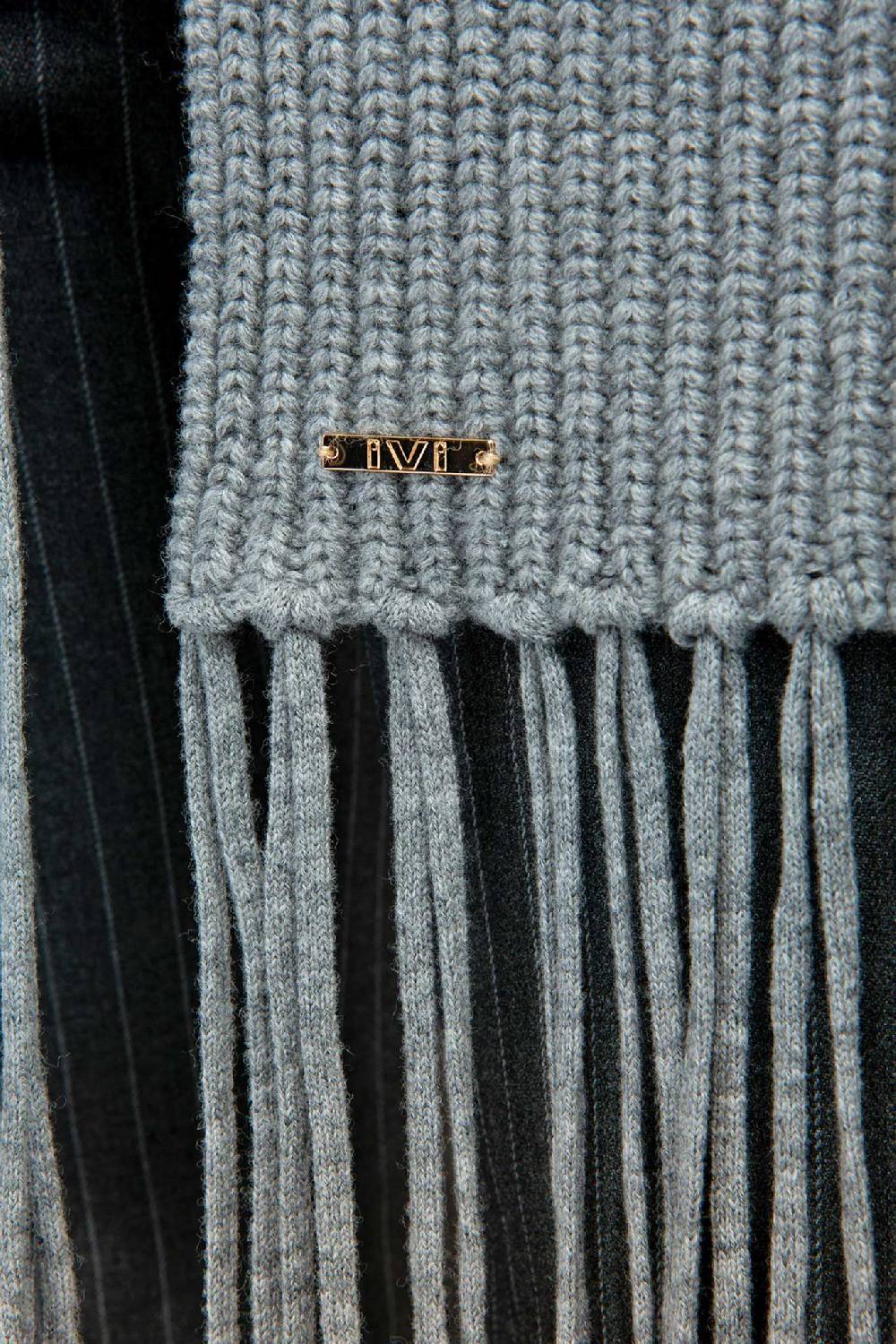 IVI GmbH SOLID KNIT Langer Schal Mit Fransen Grau-melange