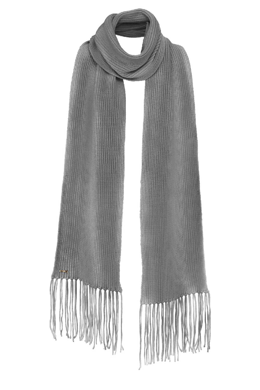 IVI GmbH SOLID KNIT Langer Schal mit Fransen grau-melange