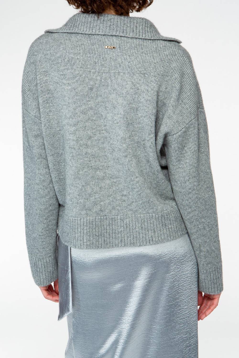 IVI GmbH SOLID KNIT Pullover Im Troyer-Look Grau-melange