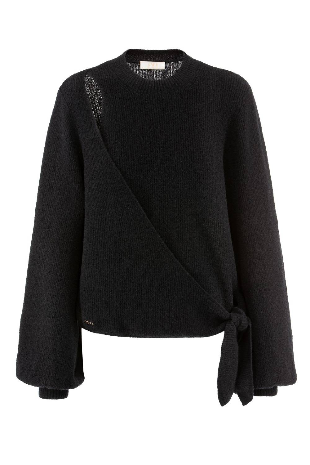 IVI GmbH SOLID KNIT Wickelpullover mit Cut-Out Detail schwarz