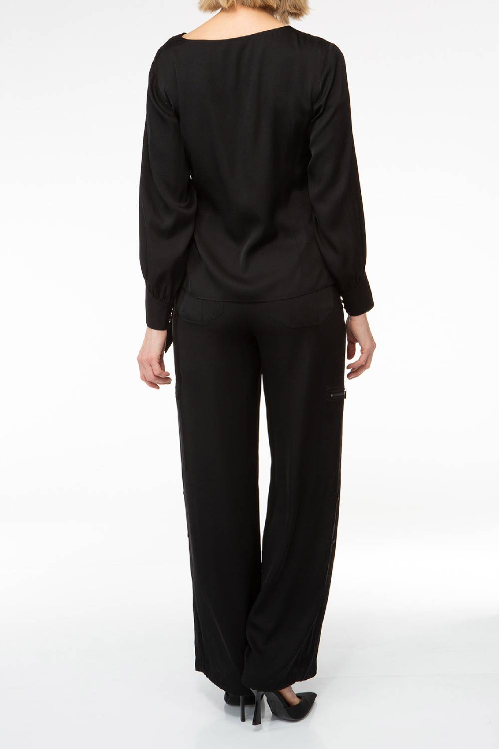 IVI GmbH SOLID SILK Seidenbluse Mit Cut-Out Detail Schwarz