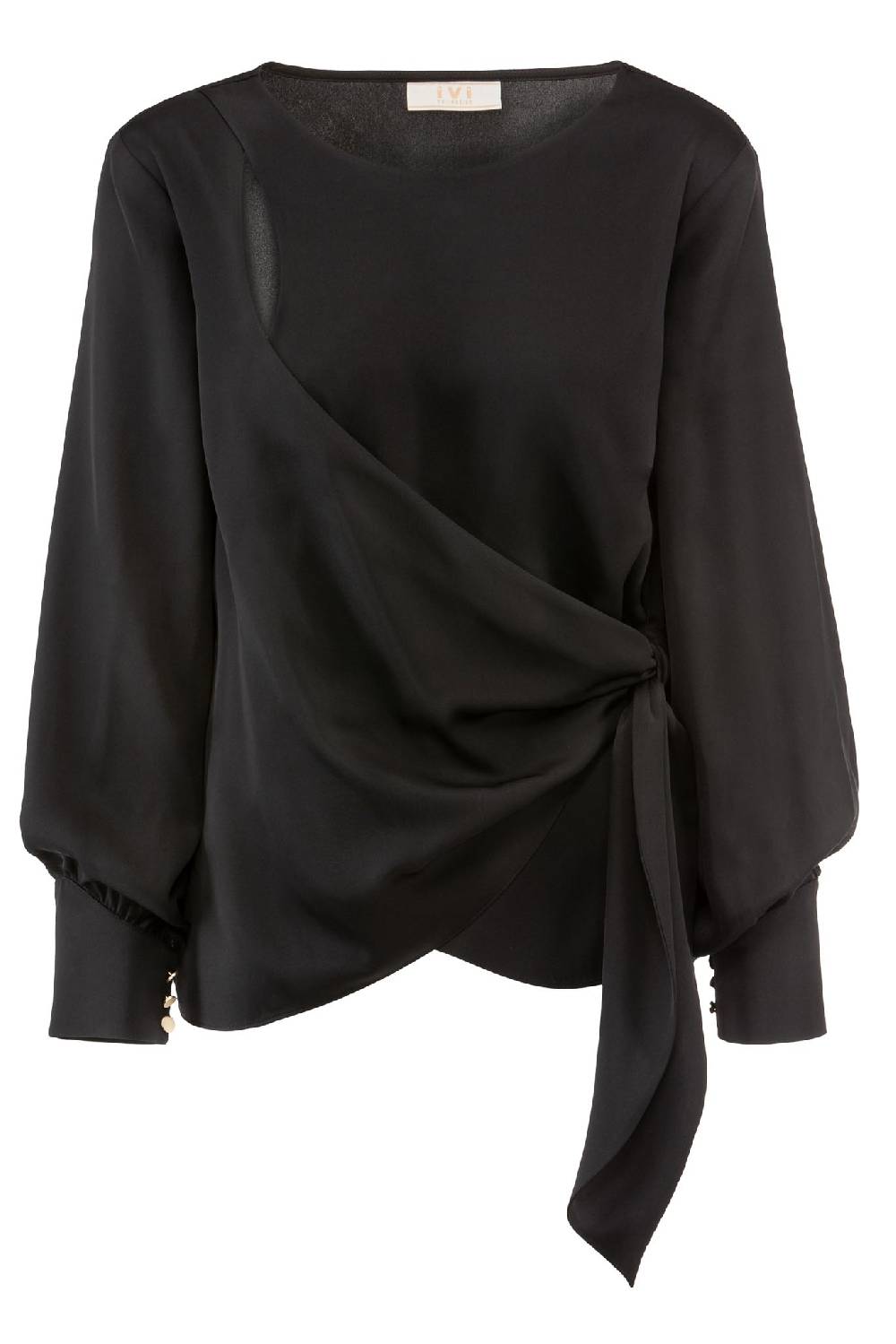 IVI GmbH SOLID SILK Seidenbluse mit Cut-Out Detail schwarz