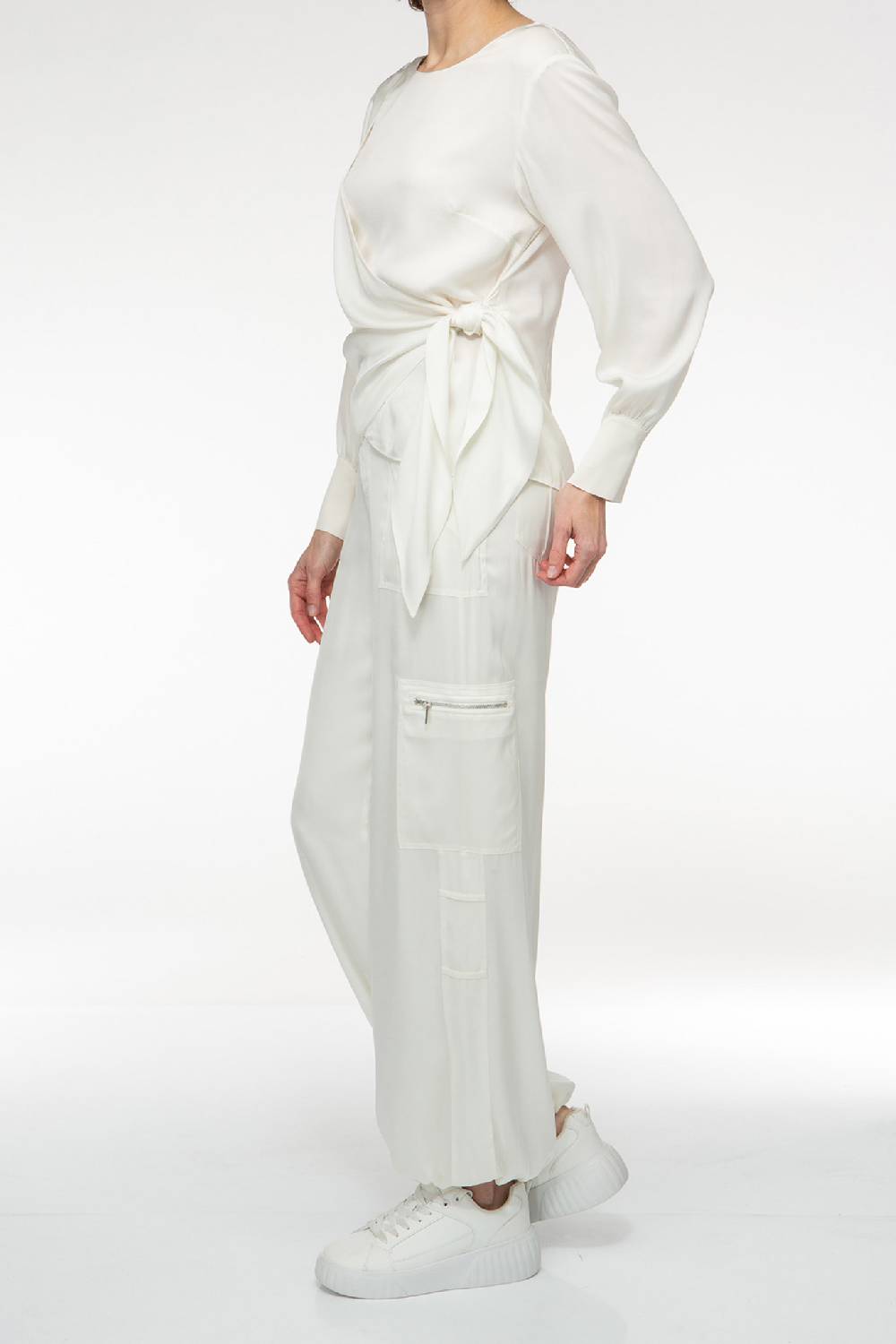 IVI GmbH SOLID SILK Seidenbluse Mit Cut-Out Detail Weiß