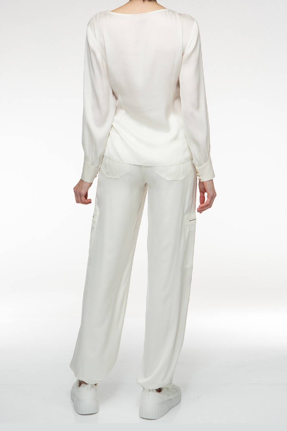 IVI GmbH SOLID SILK Seidenbluse Mit Cut-Out Detail Weiß