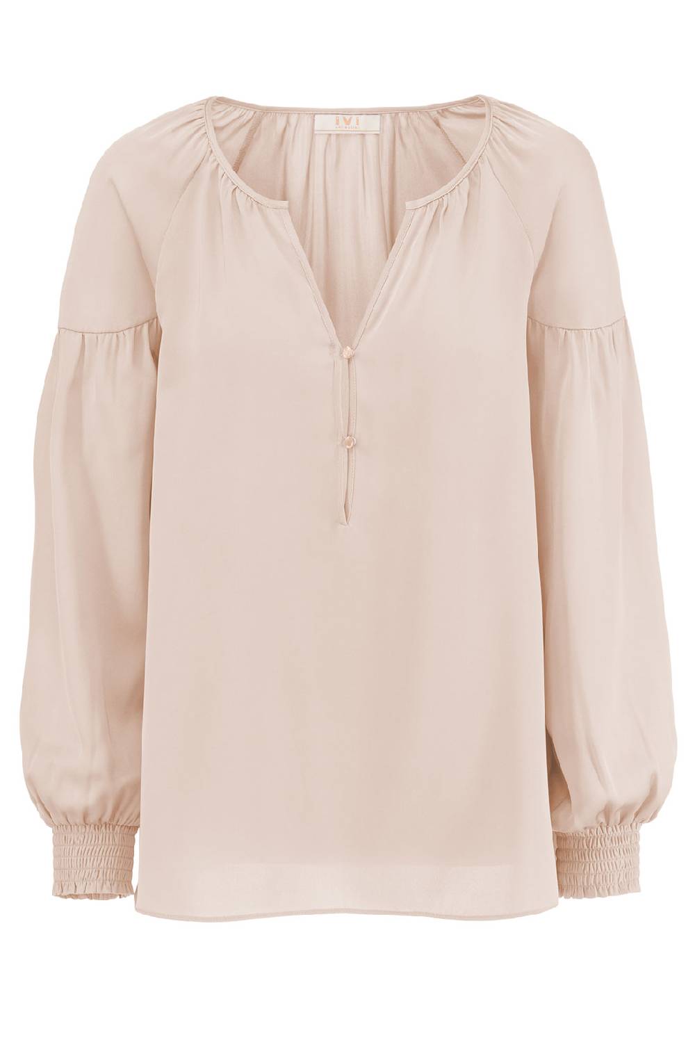 IVI GmbH SOLID SILK Seidenbluse mit Kräuseln light sand