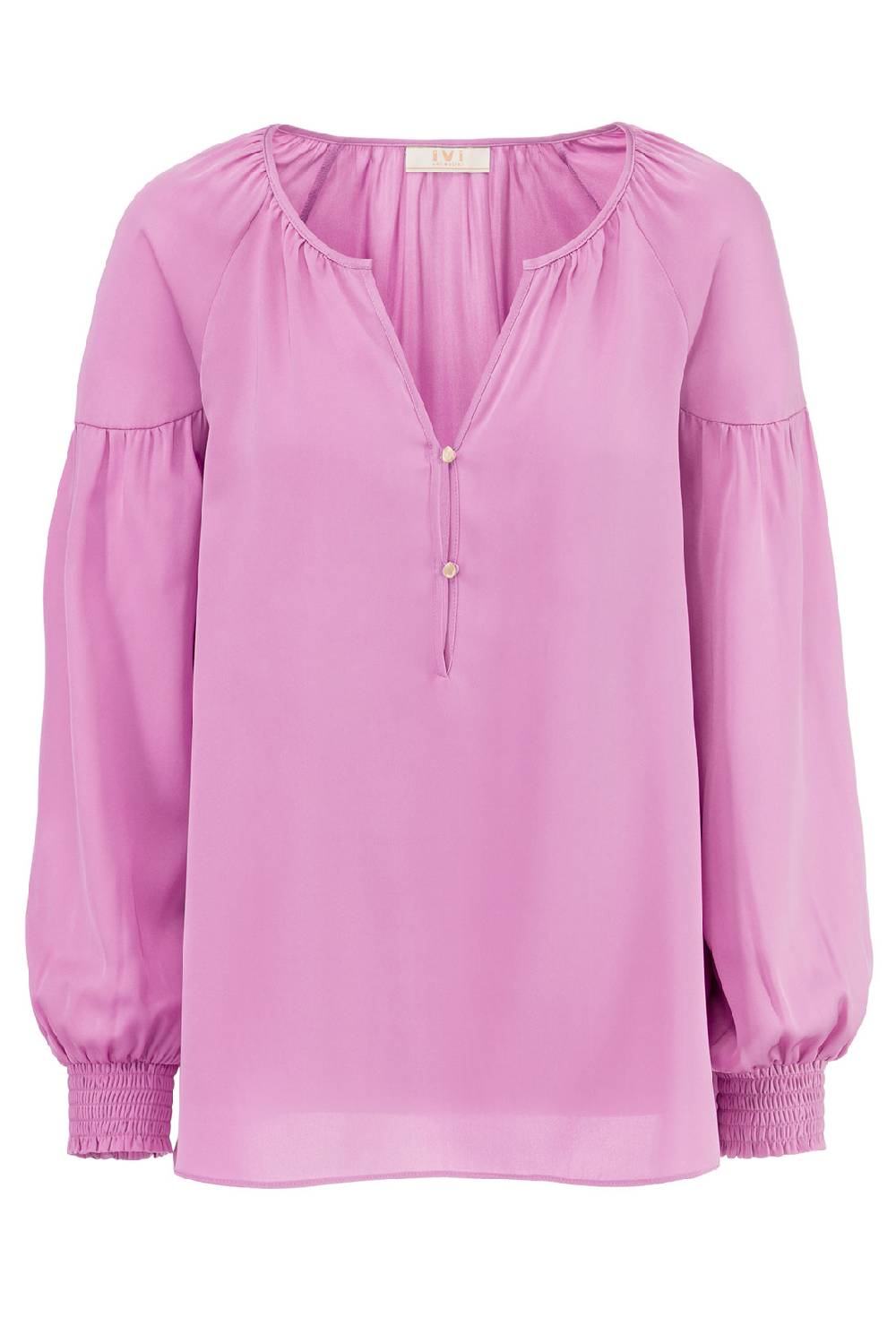 IVI GmbH SOLID SILK Seidenbluse mit Kräuseln pink orchid