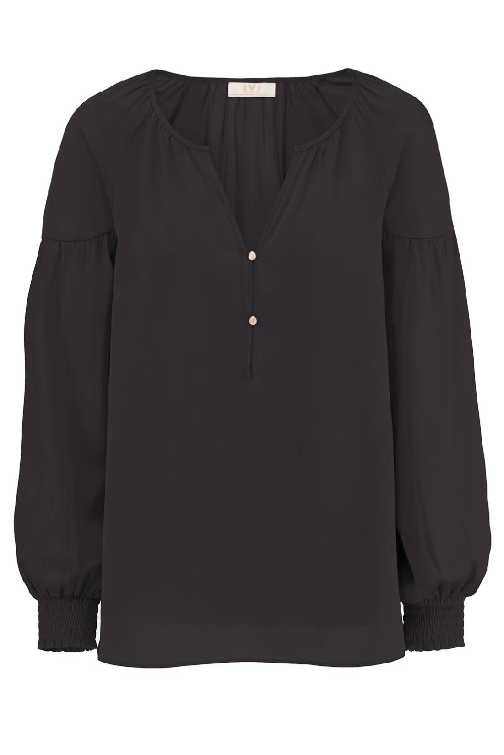 IVI GmbH SOLID SILK Seidenbluse mit Kräuseln schwarz