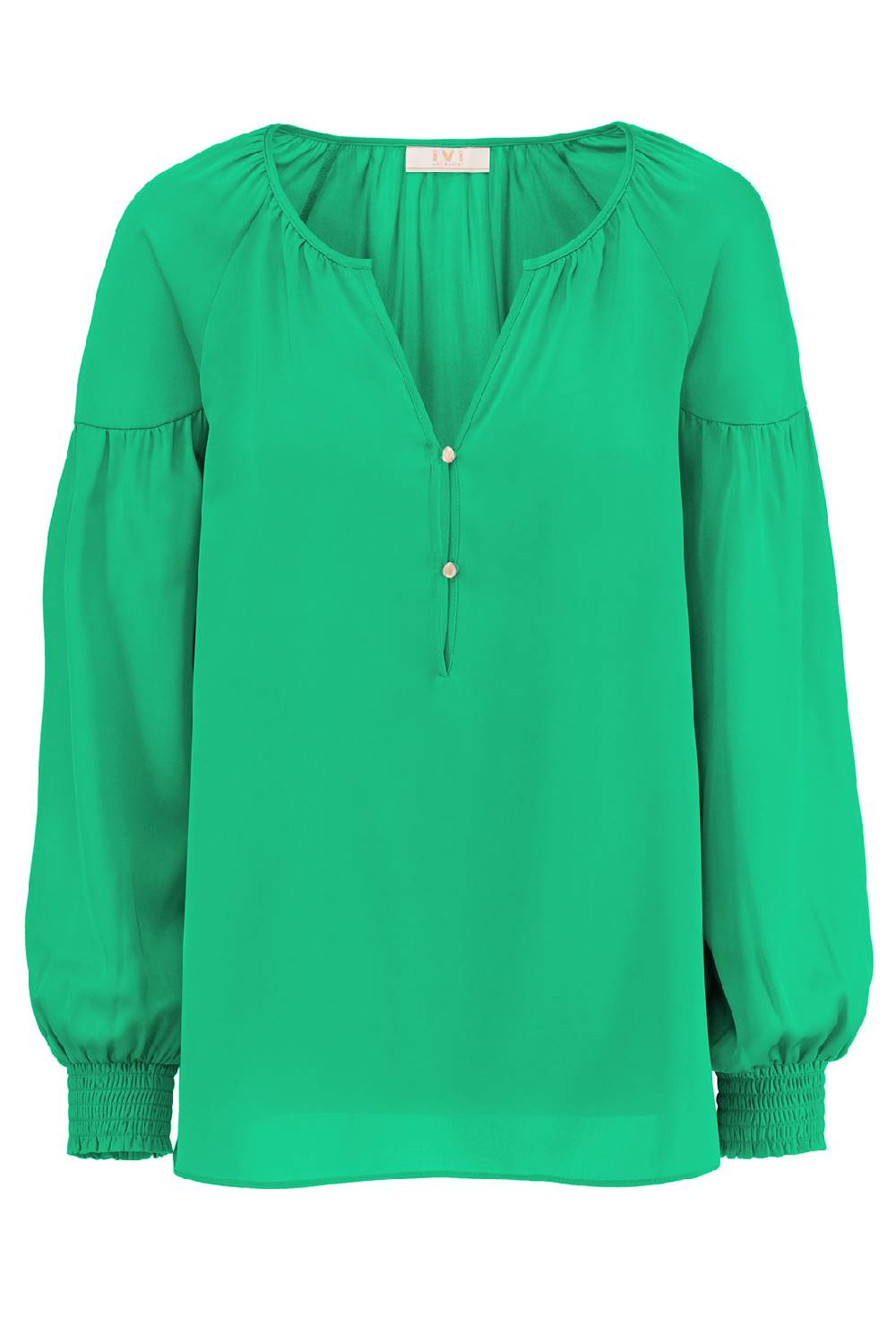 IVI GmbH SOLID SILK Seidenbluse mit Kräuseln smaragd