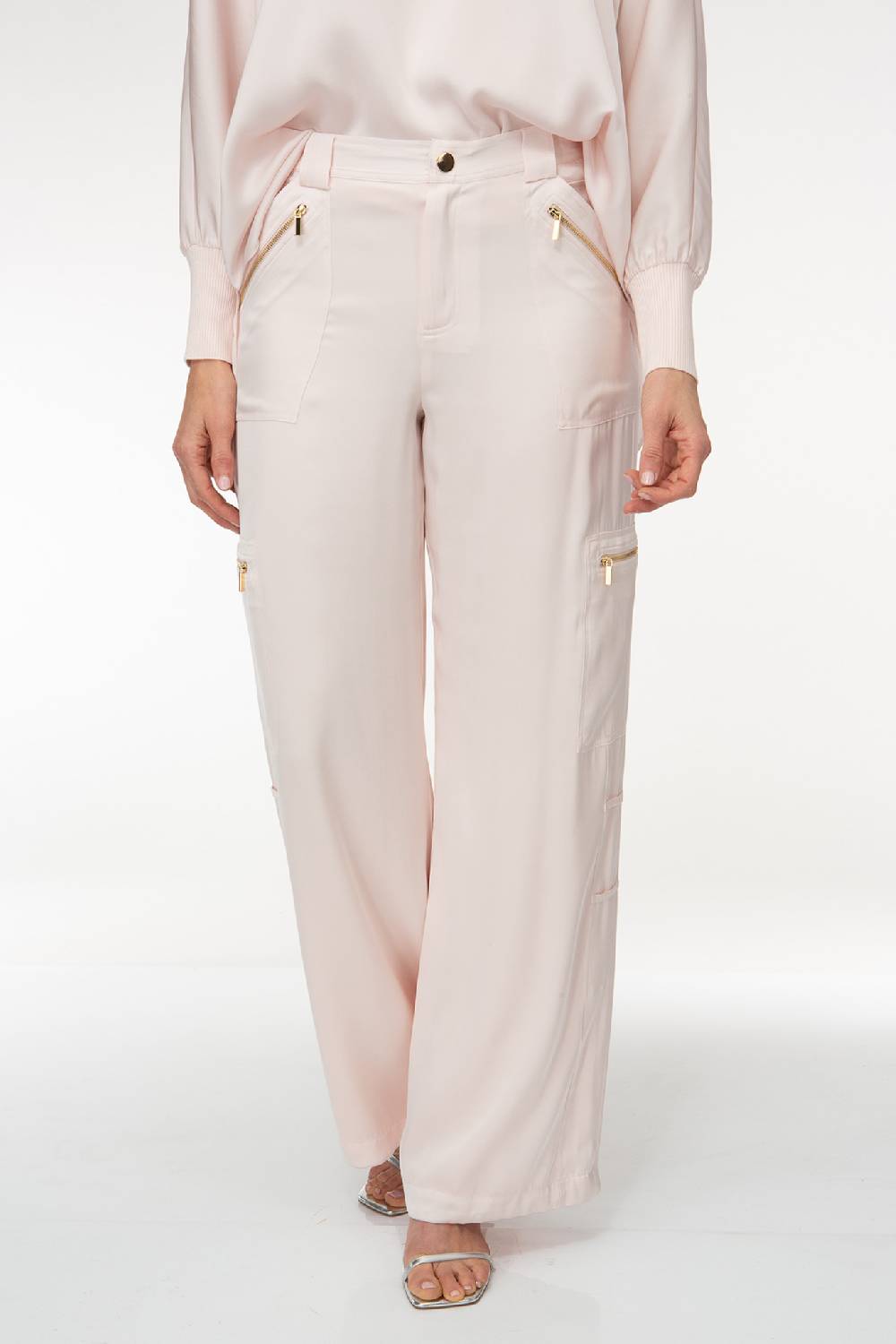 IVI GmbH SOLID SILK Seidenhose Mit Cargo-Details Rosé