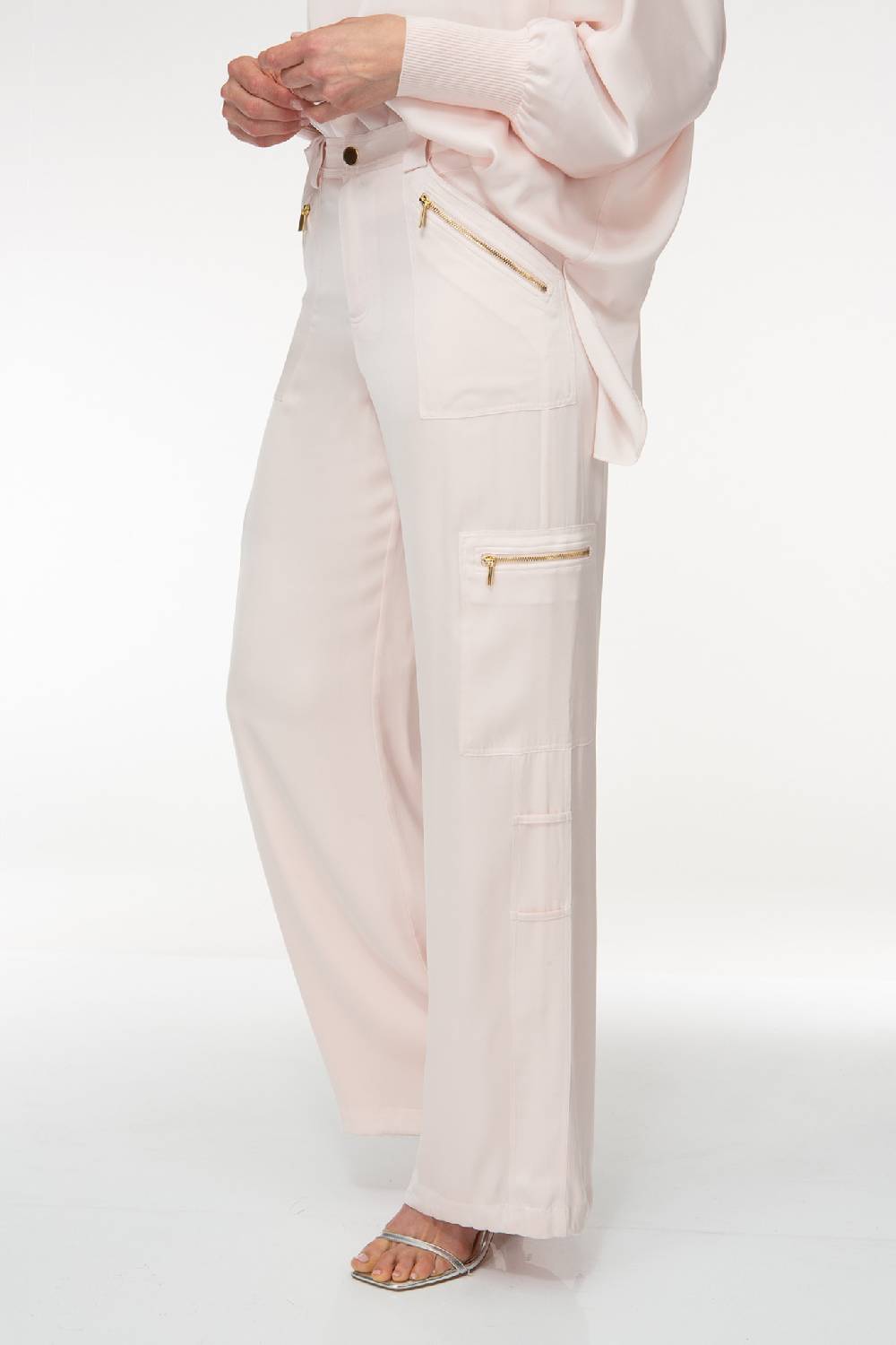 IVI GmbH SOLID SILK Seidenhose Mit Cargo-Details Rosé