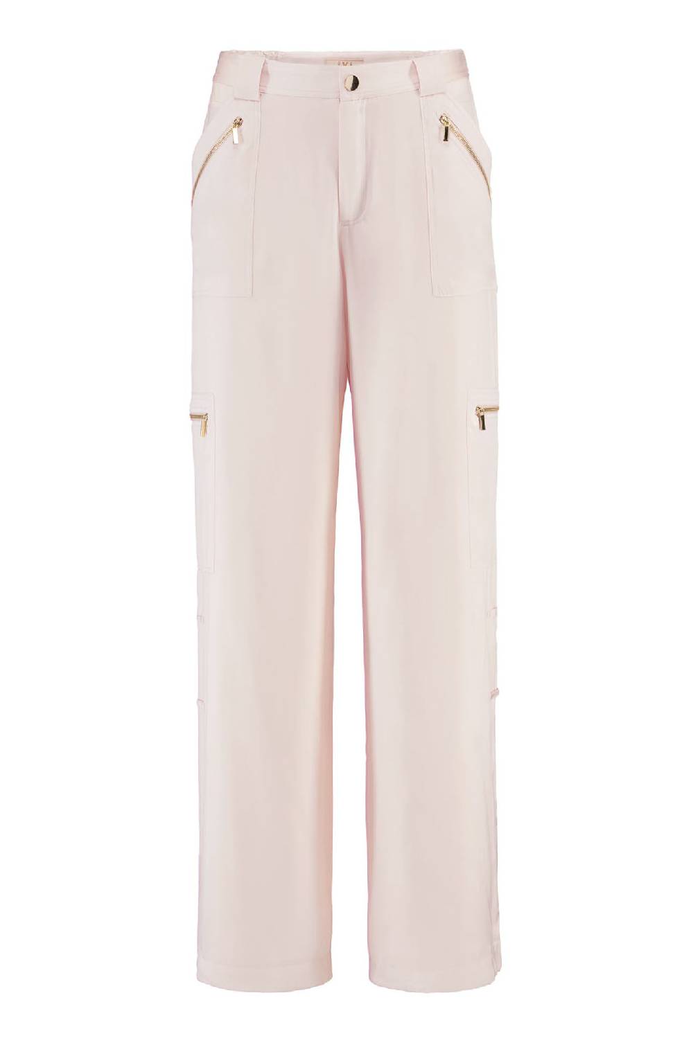 IVI GmbH SOLID SILK Seidenhose mit Cargo-Details rosé