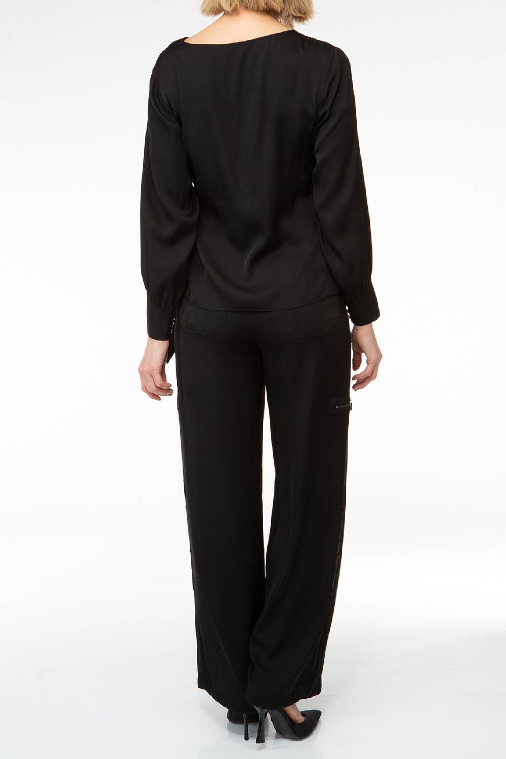 IVI GmbH SOLID SILK Seidenhose Mit Cargo-Details Schwarz