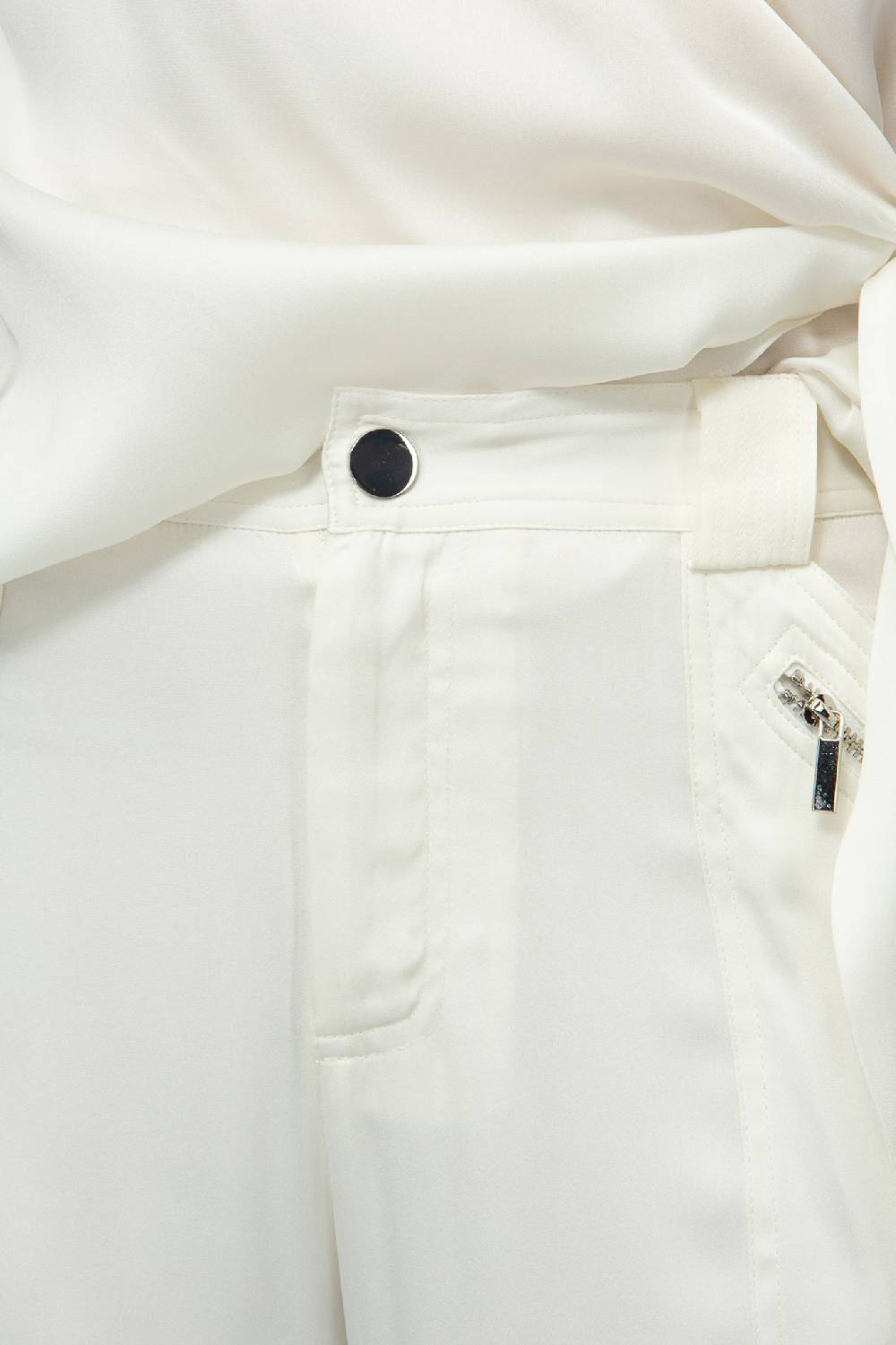 IVI GmbH SOLID SILK Seidenhose Mit Cargo-Details Weiß