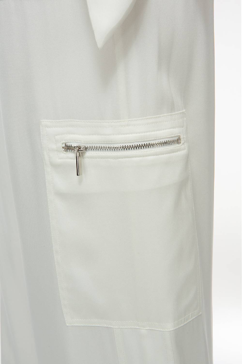 IVI GmbH SOLID SILK Seidenhose Mit Cargo-Details Weiß