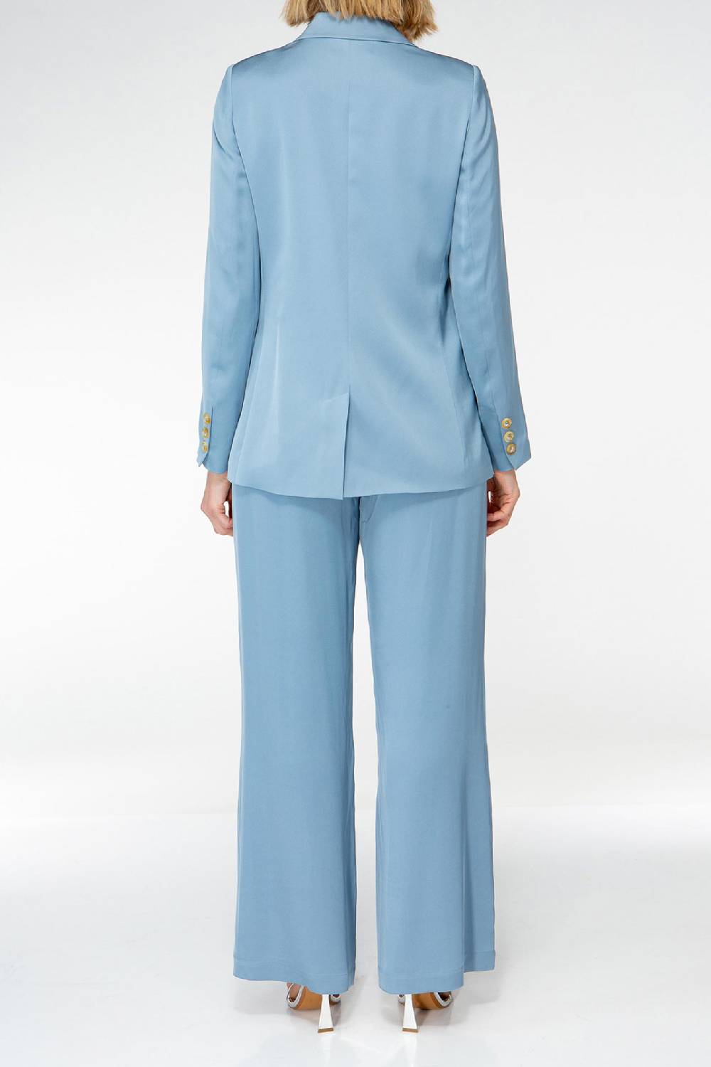 IVI GmbH SOLID SILK Seidenhose Mit Weitem Bein Hellblau